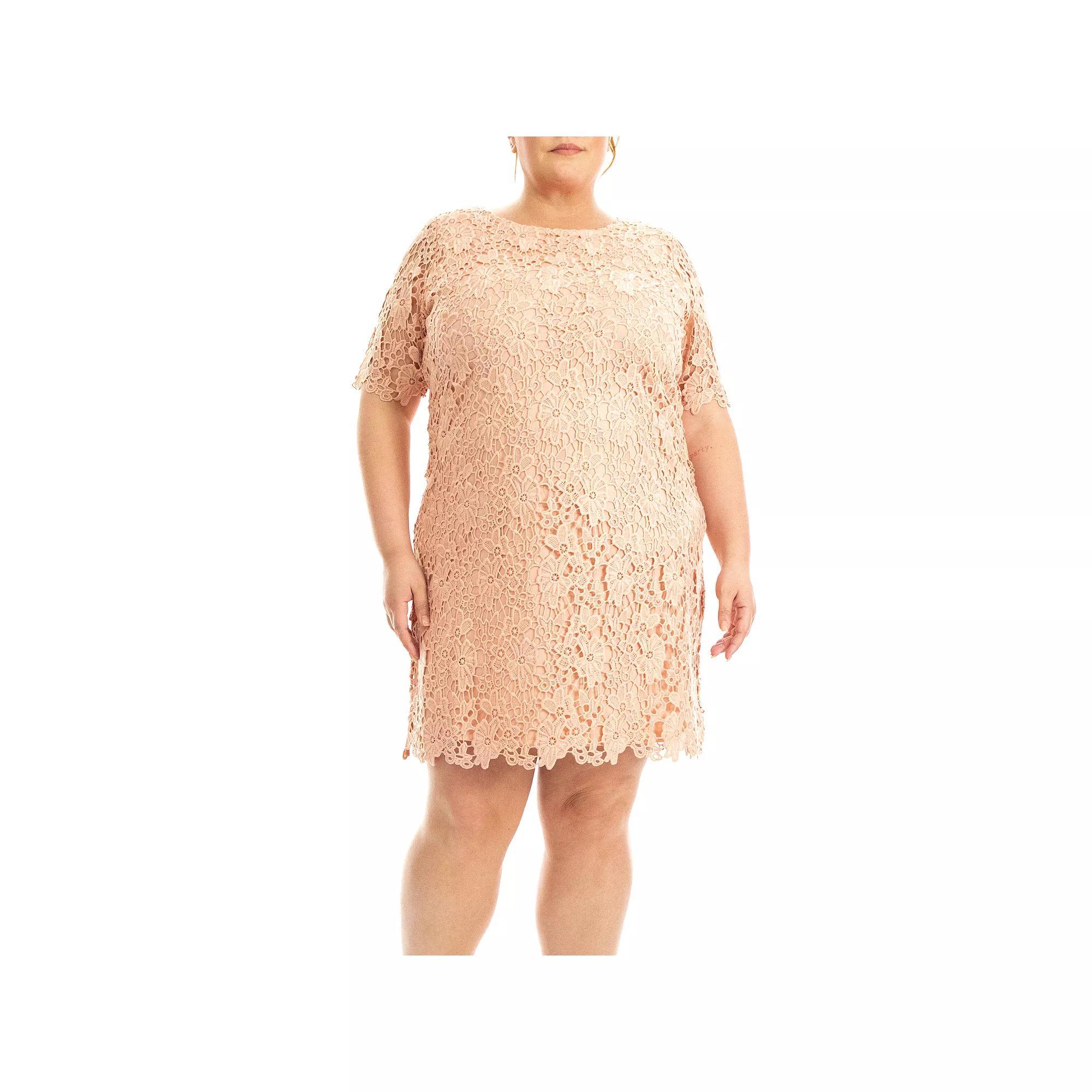 Plus Size Nina Leonard Lace Sheath Dress, Women's, Size: 1XL, Nina Red Product Image