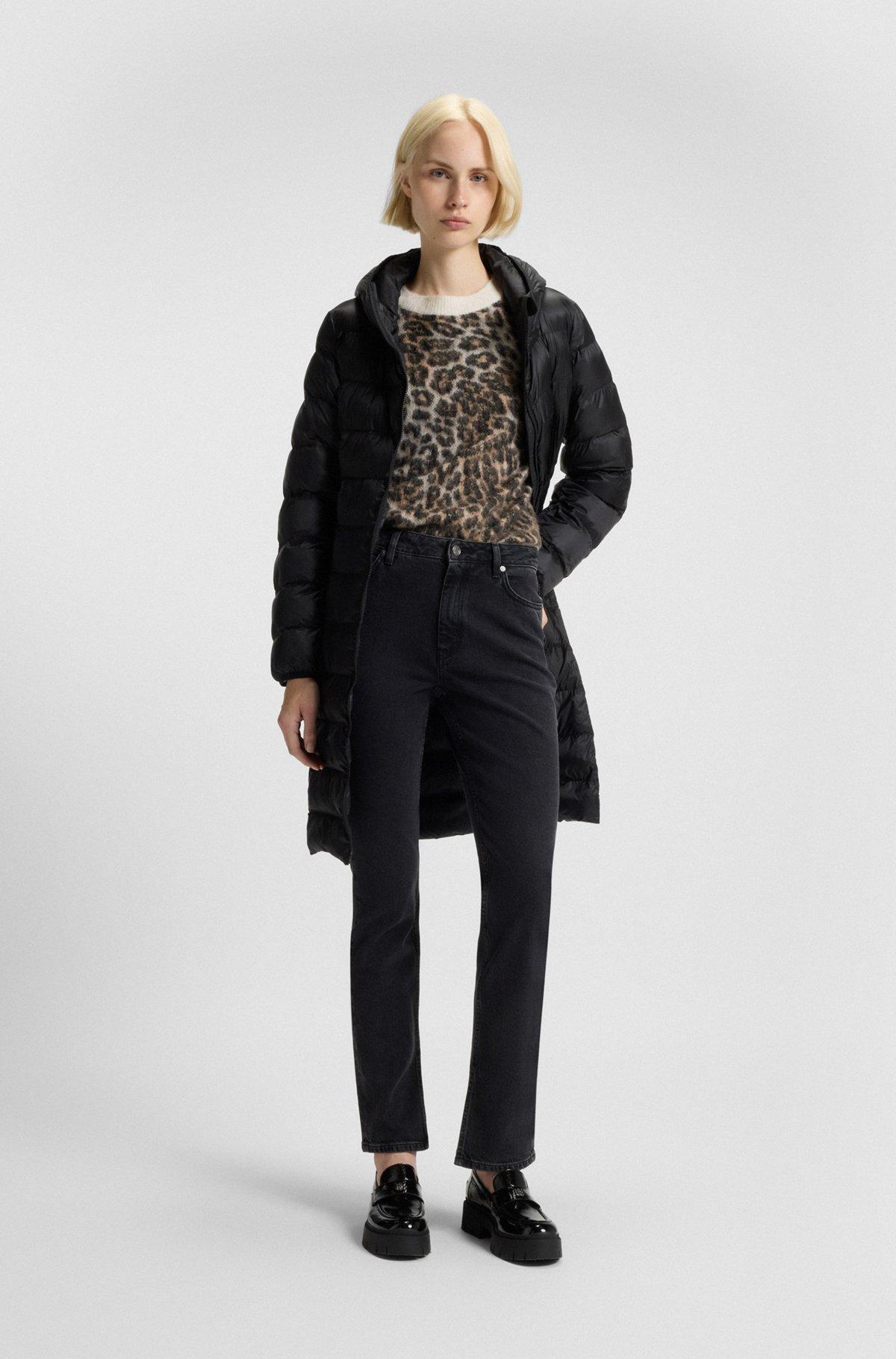 Loose-fit knitted sweater with leopard jacquard Product Image