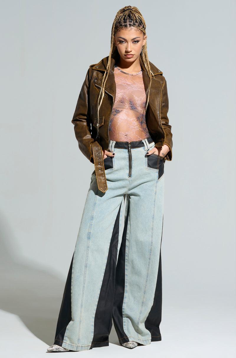 WILL COLORBLOCK WIDE LEG JEAN Product Image