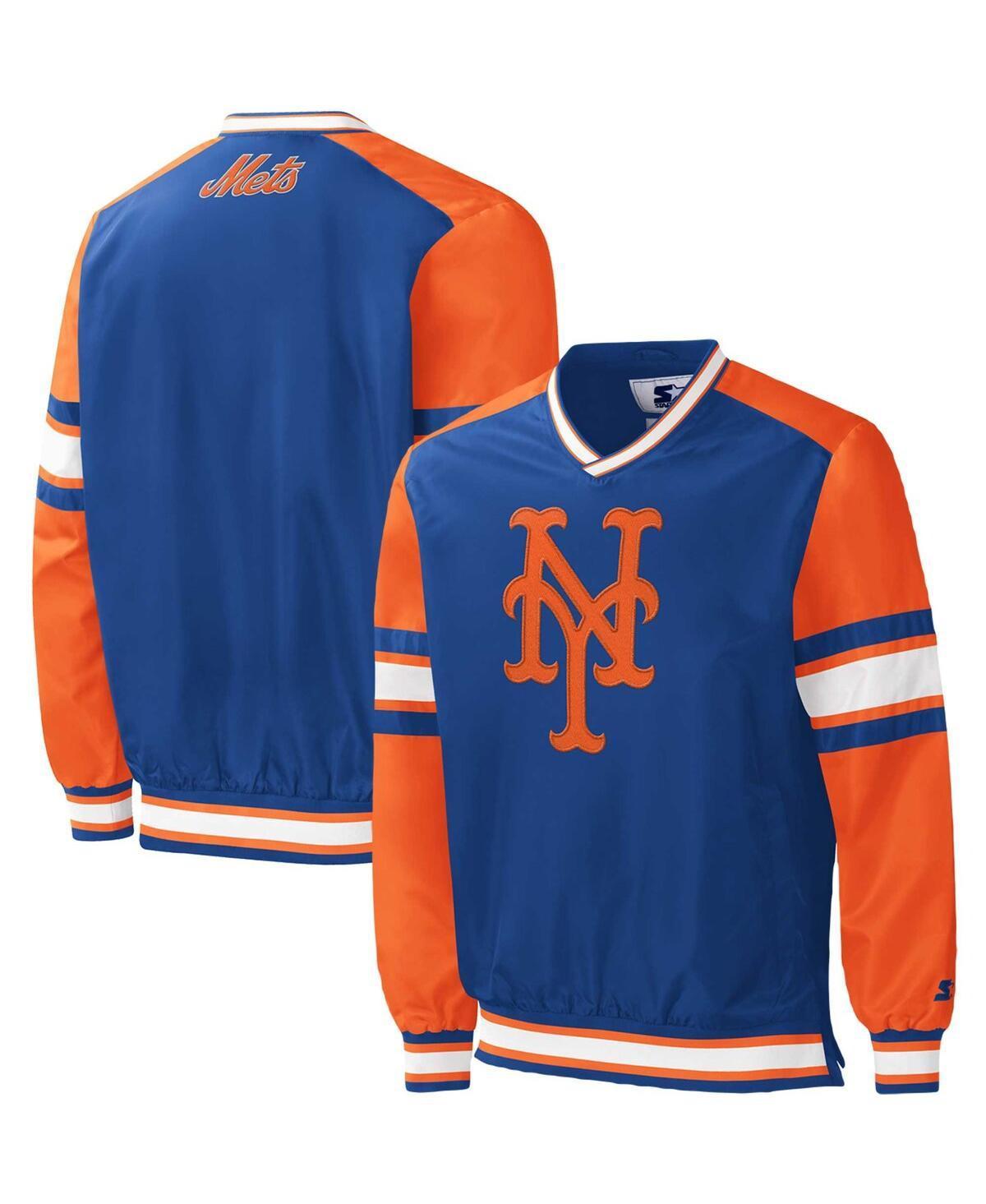 Men's Starter Royal New York Mets Yardline V-Neck Pullover Windbreaker, Size: Medium, Blue Product Image