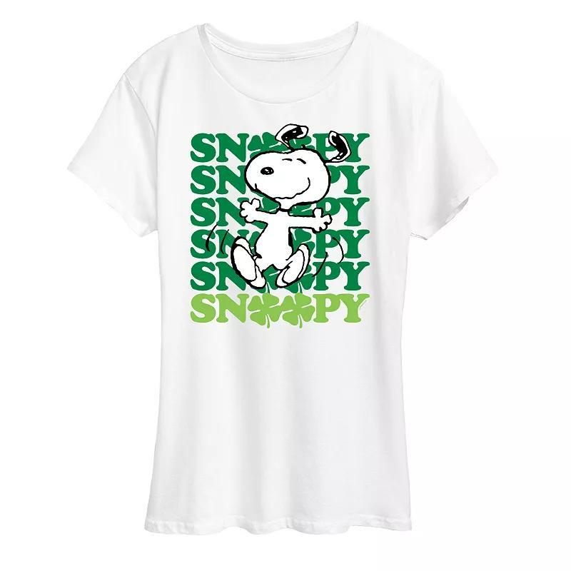 Womens Peanuts Snoopy Clover Dance Graphic Tee Heather Grey Product Image