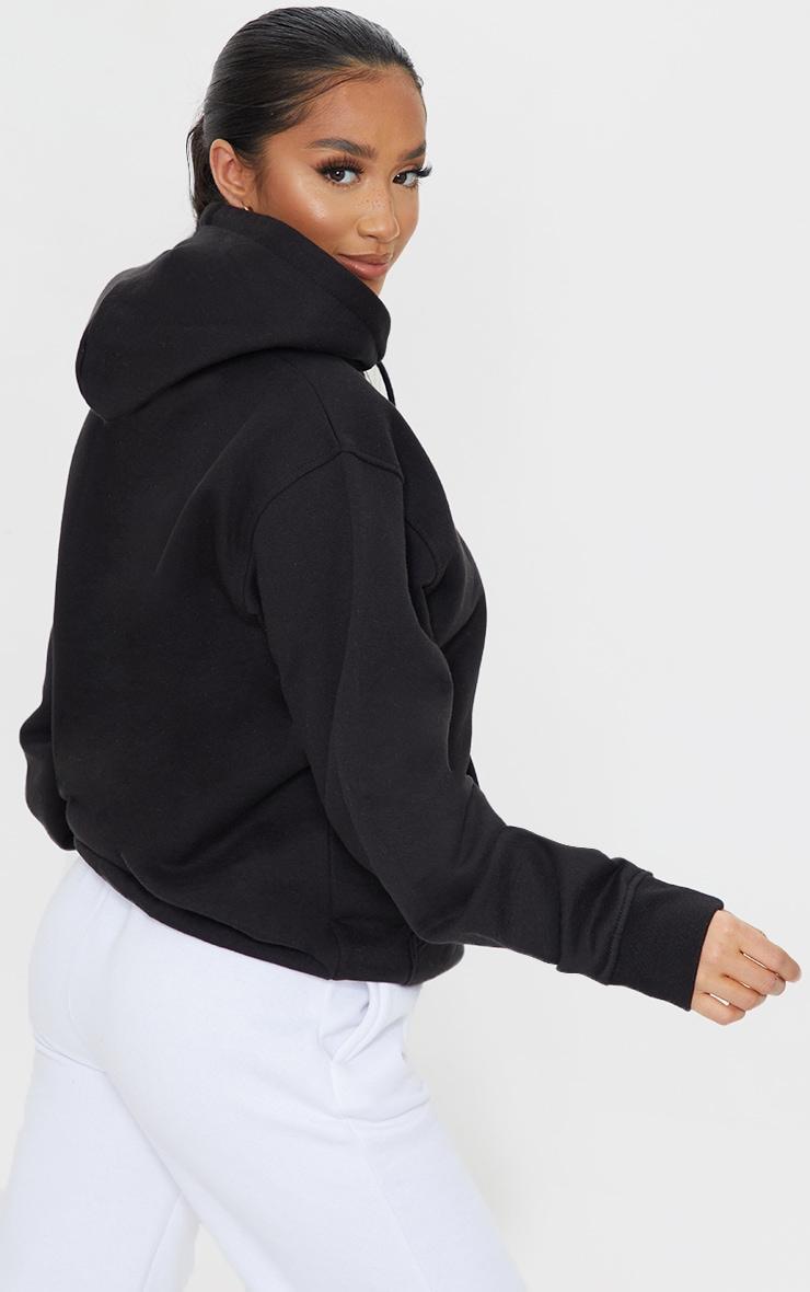 PRETTYLITTLETHING Petite Black Oversized Embroidered Hoodie Product Image