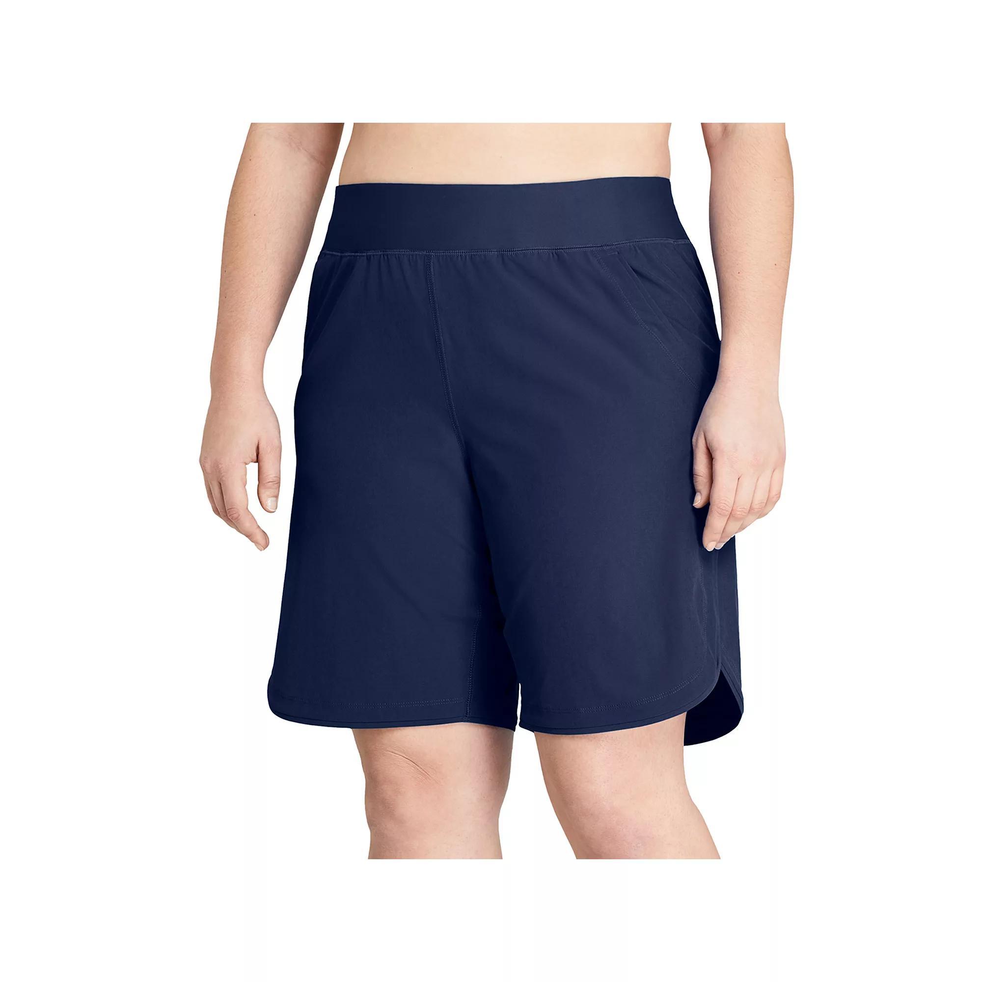 Women's Lands' End 9" Quick Dry Board Shorts Swim Cover-up, Size: 18, Black Product Image