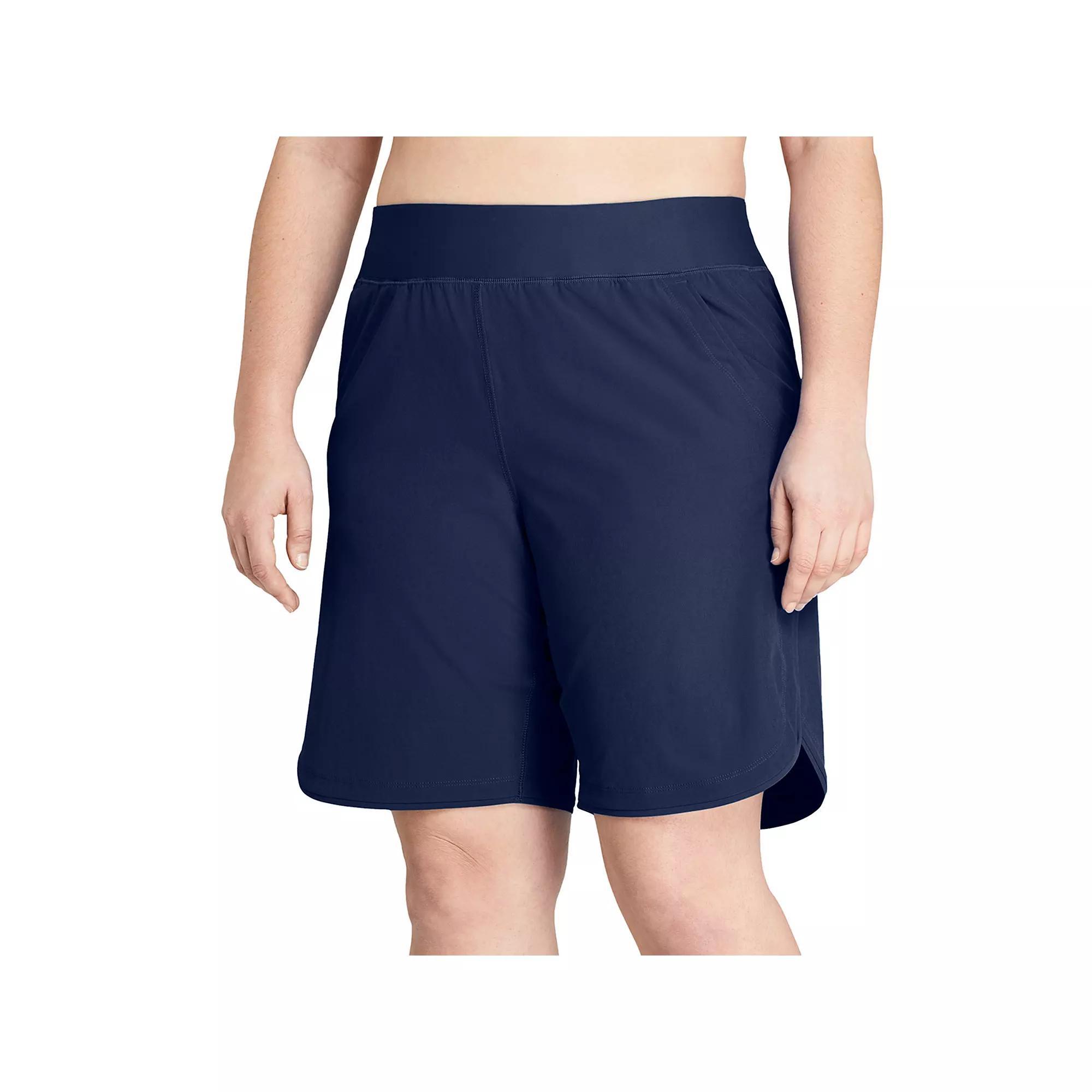 Women's Lands' End 9" Quick Dry Board Shorts Swim Cover-up, Size: 18, Black Product Image