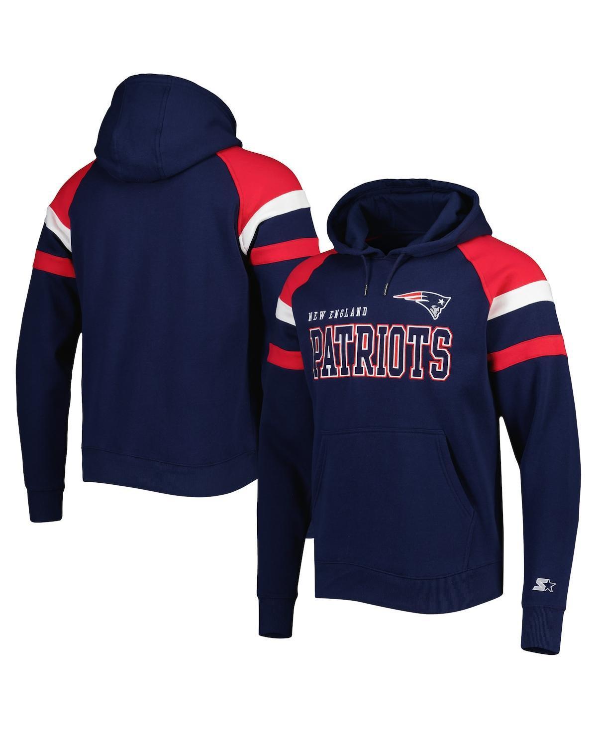 Men's Starter Navy New England Patriots Draft Fleece Raglan Pullover Hoodie, Size: 3XL, Blue Product Image