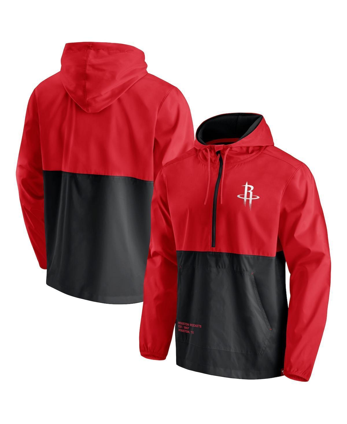 Men's Fanatics Branded Red/Black Atlanta Hawks Anorak Windbreaker Half-Zip Hoodie Jacket, Size: Large Product Image