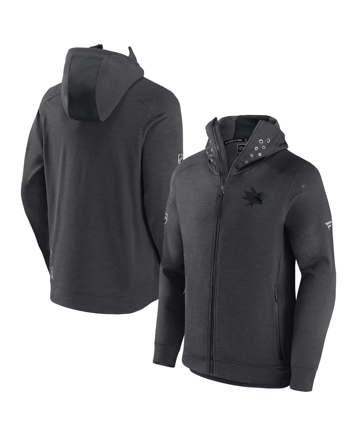 Mens Fanatics Branded Heather Charcoal San Jose Sharks Authentic Pro Road Tech Full-Zip Hoodie Jacket Product Image