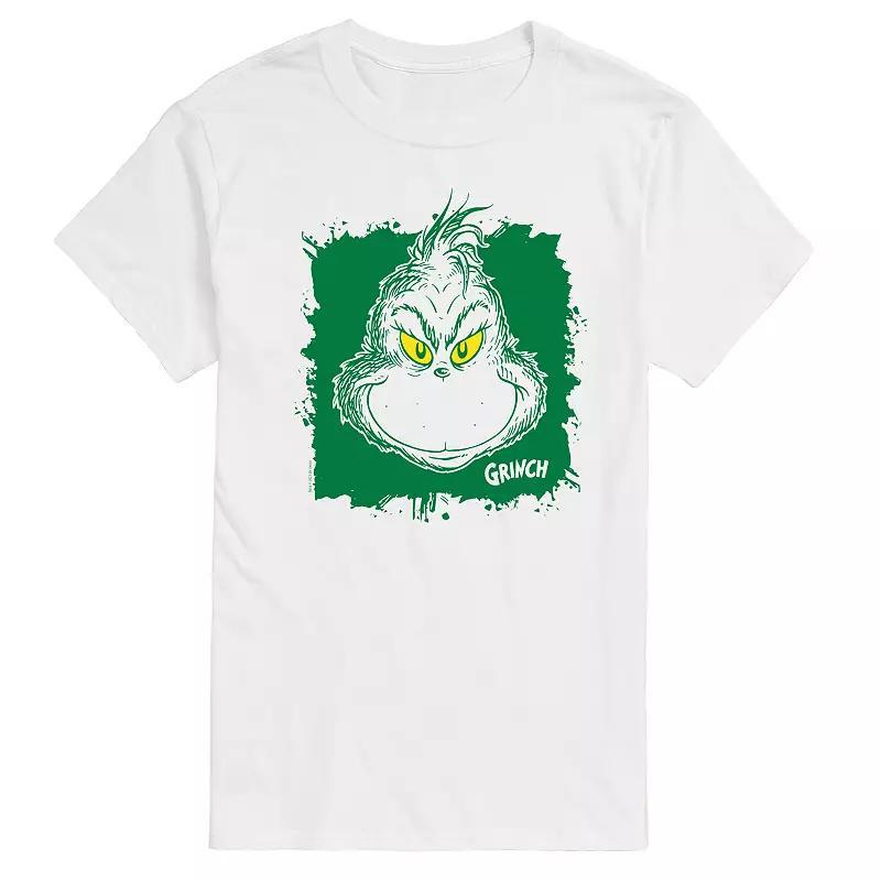 Big & Tall Dr. Seuss Grinch Face Paint Splatter Graphic Tee, Mens Product Image
