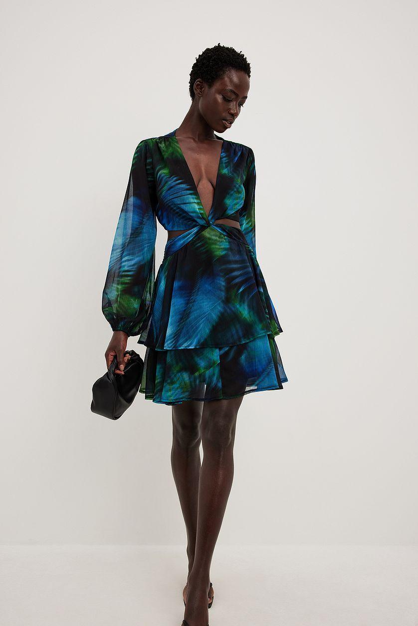 Twist Front Flounce Mini Dress Product Image