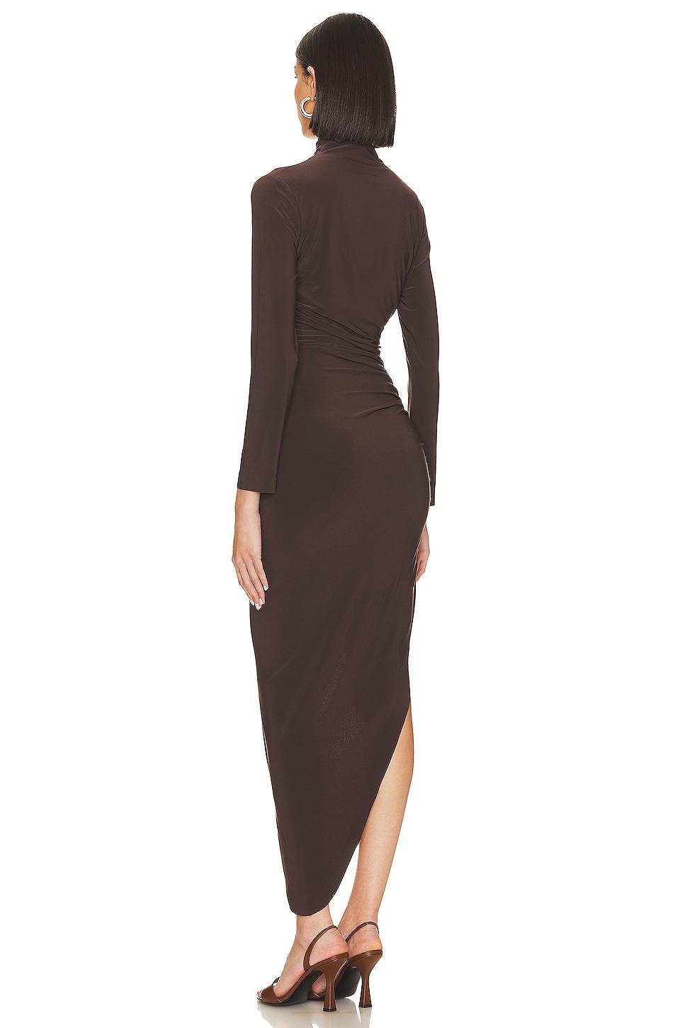 Womens Long-Sleeve Turtleneck Side-Drape Midi Dress Product Image