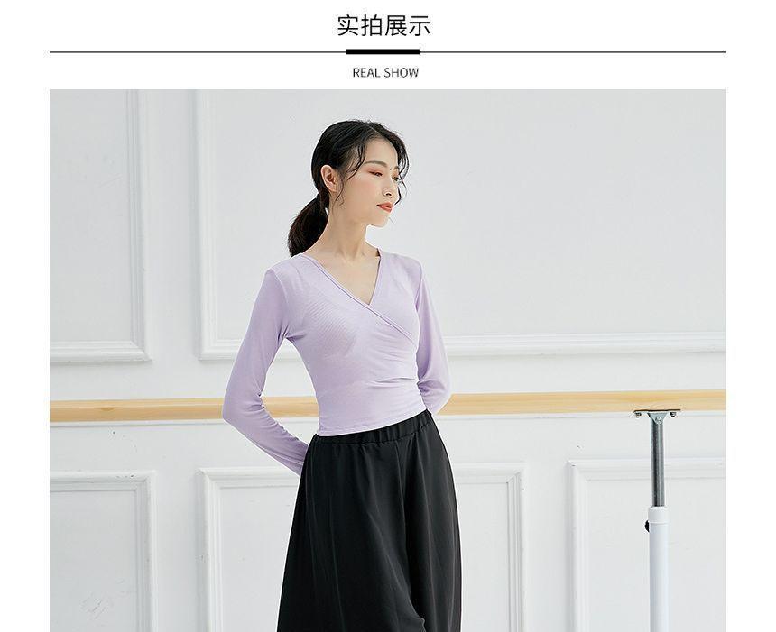 High Waist Plain Wide Leg Dance Pants Product Image