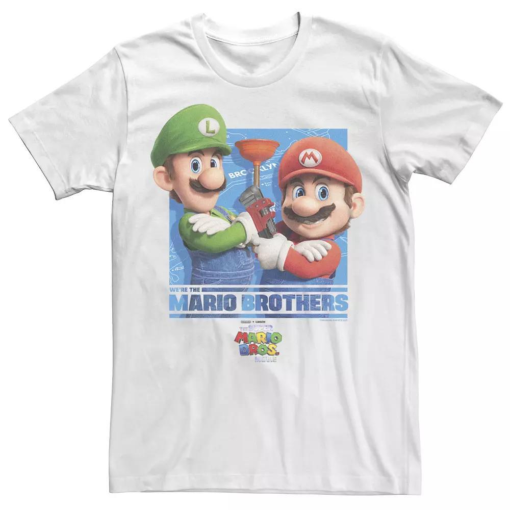 Men's The Super Mario Bros. Movie Plumber Brothers Graphic Tee, Size: Medium, White Product Image