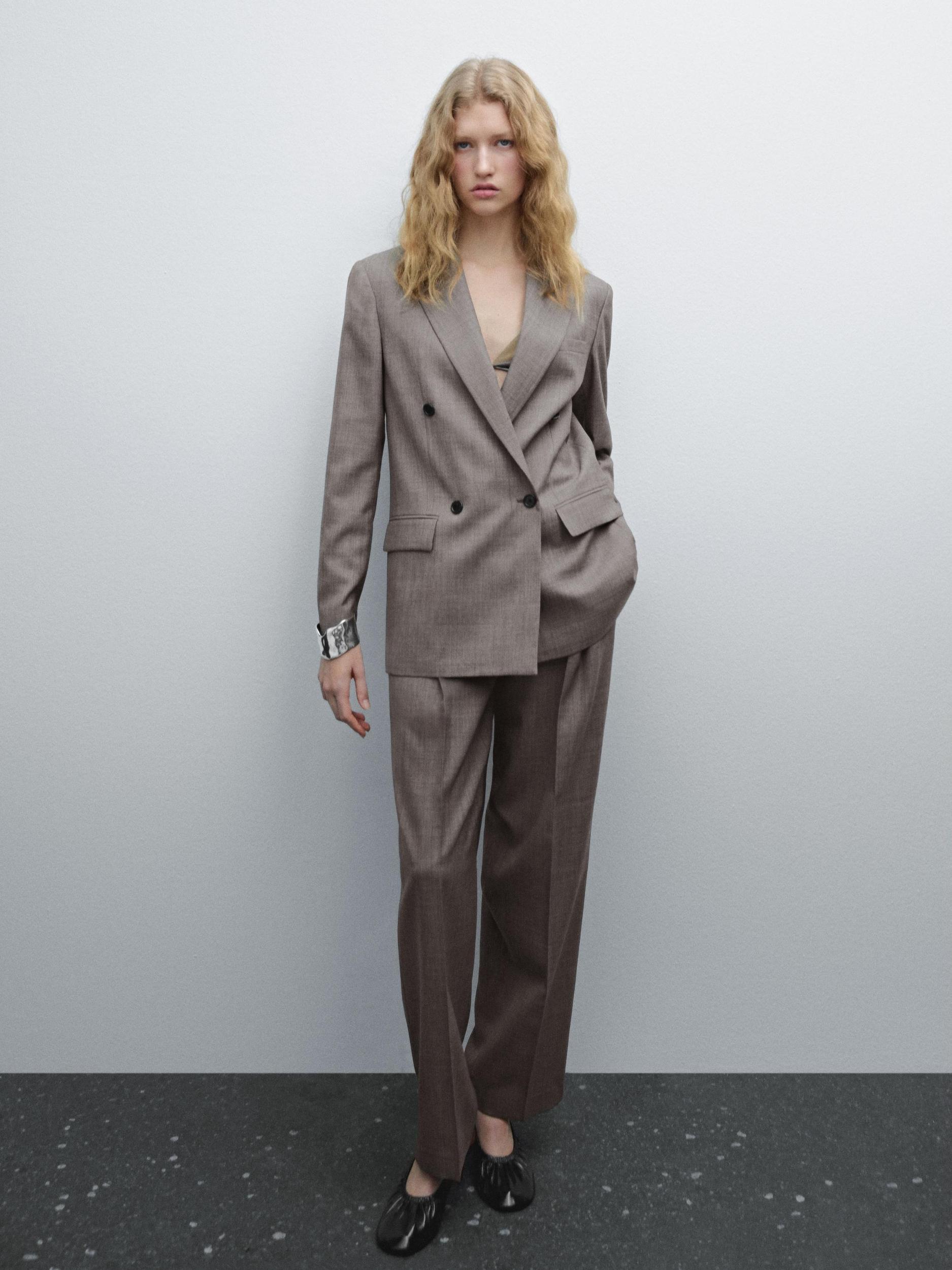 Melange wool blend pleated trousers Product Image