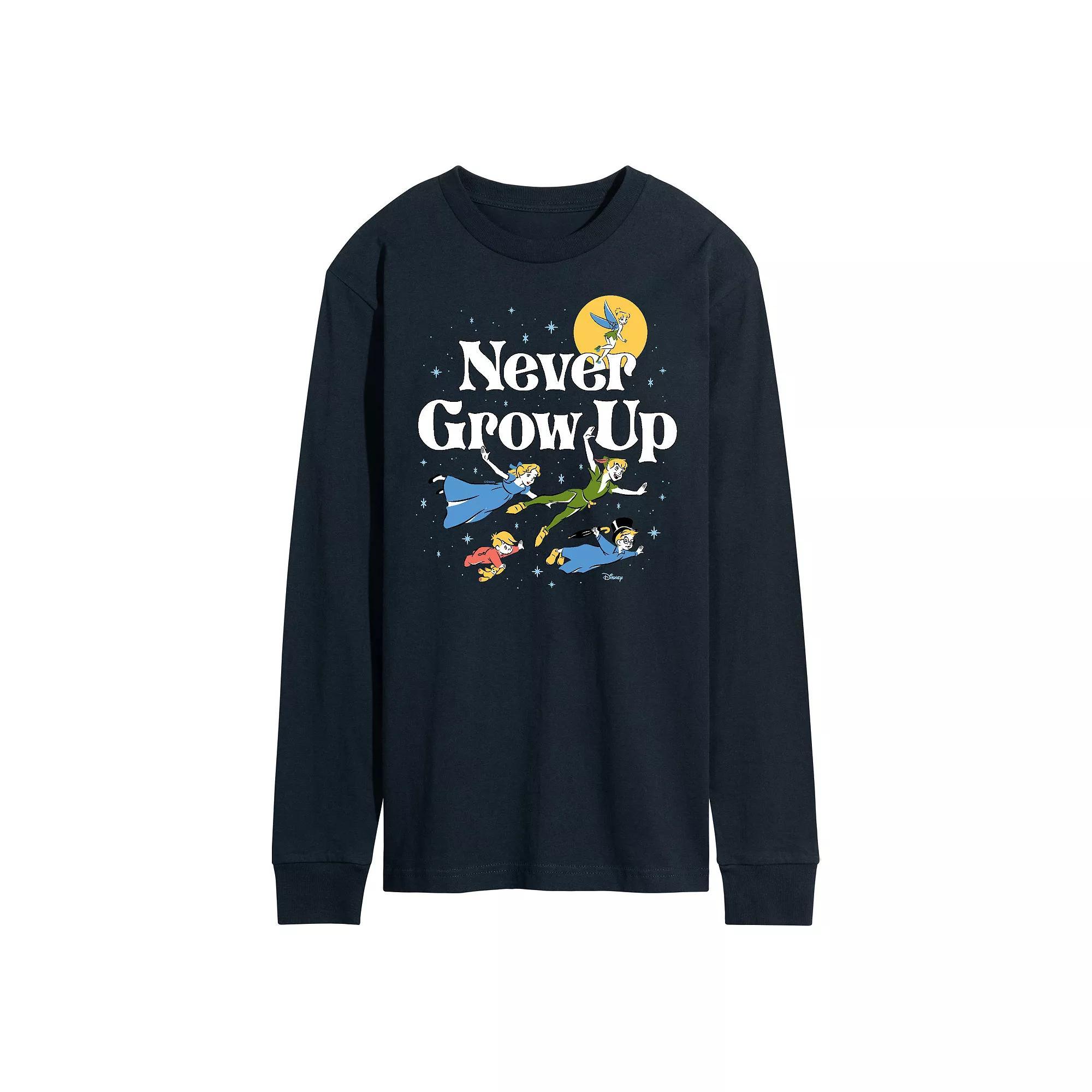 Disneys Peter Pan Mens Never Grow Up Long Sleeve Blue Product Image