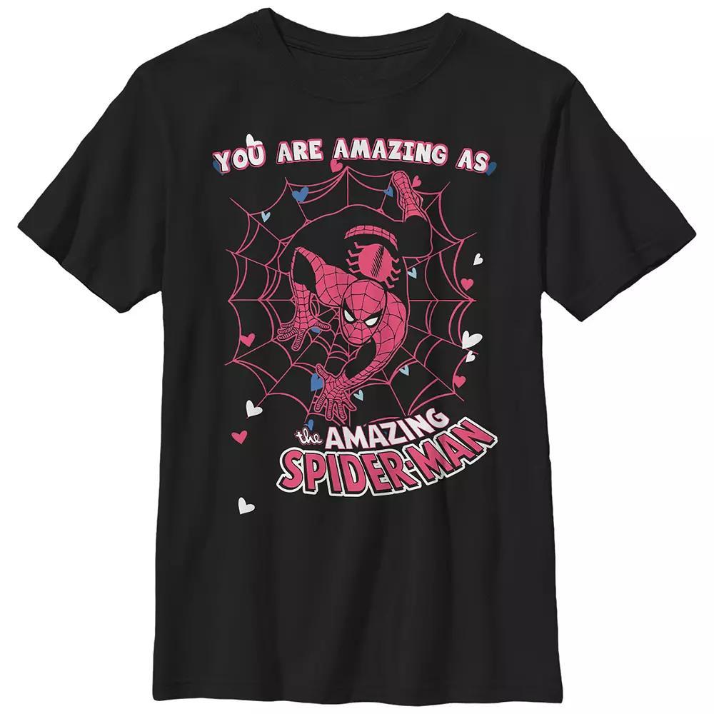 Boys 8-20 Husky Marvel Spider-Man You're As Amazing As The Amazing Spider-Man Graphic Tee, Boy's, Size: Large HUSKY, Black Product Image