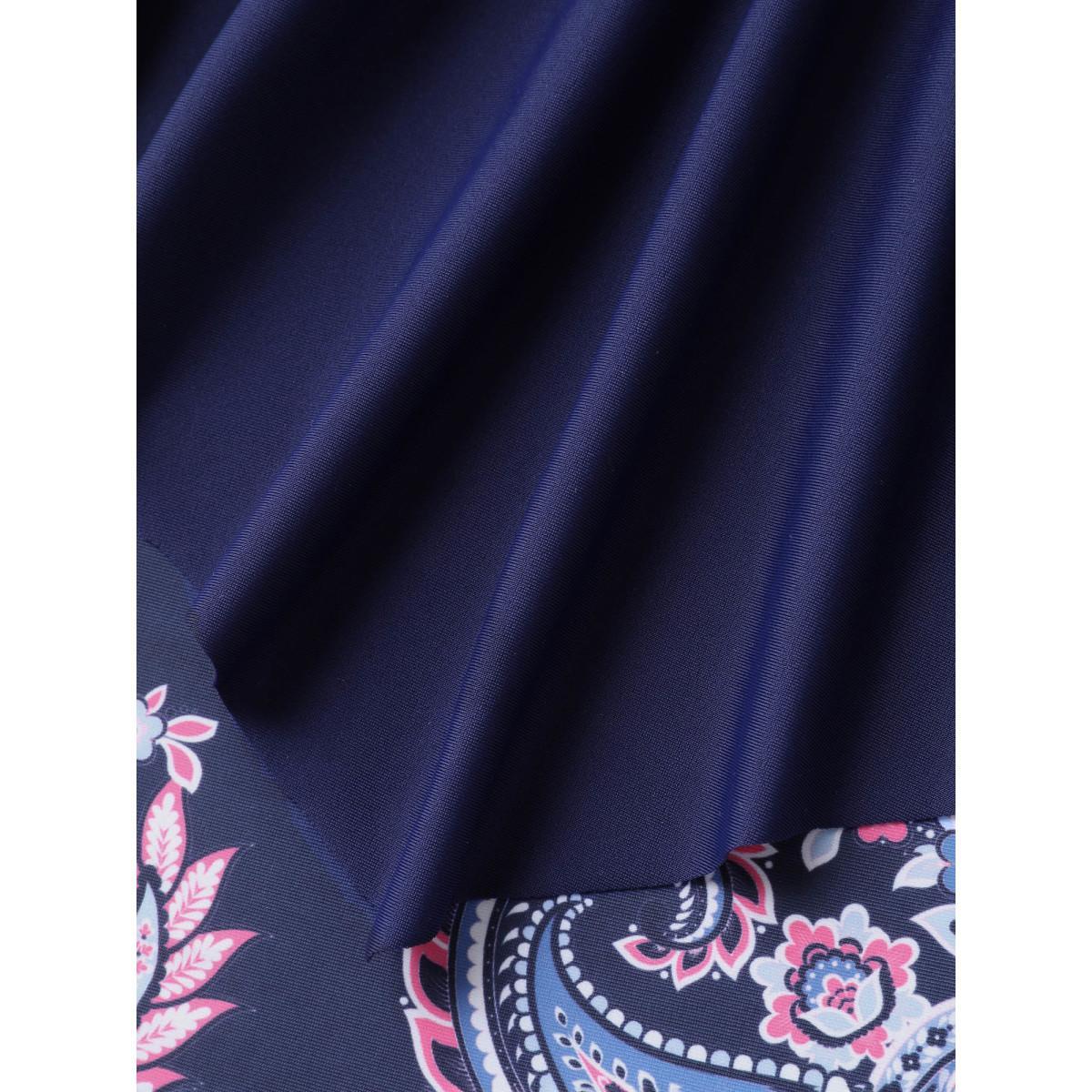 Plus Size Paisley Print Ruched One-Piece Swimsuit Women's Swimwear Indigo Beach Gathered Curve Bathing Suits High stretch One Pieces BloomChic 18-20/2X Product Image
