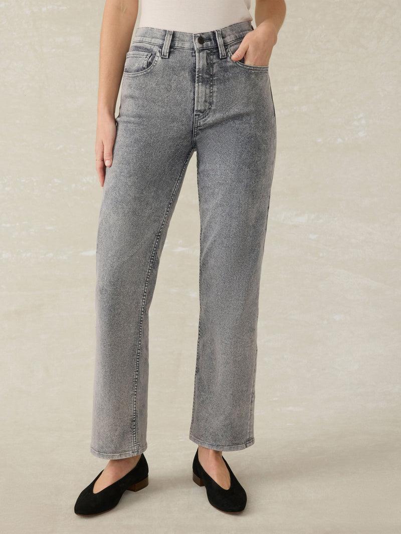 Slim Straight Sunwashed Denim - Washed Black Product Image
