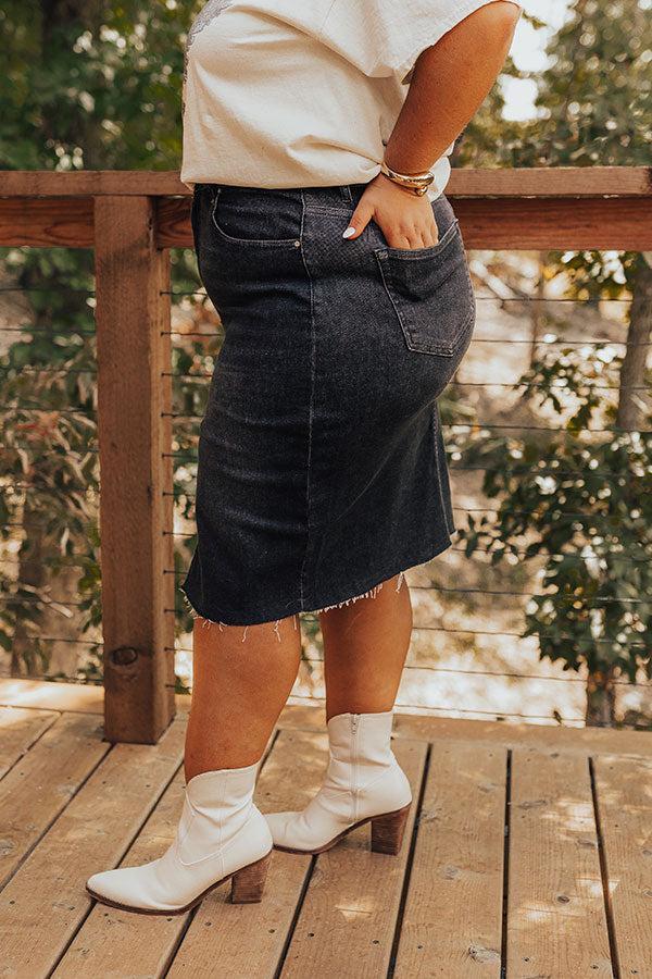 Risen The Grace Denim Skirt in Black Curves Product Image
