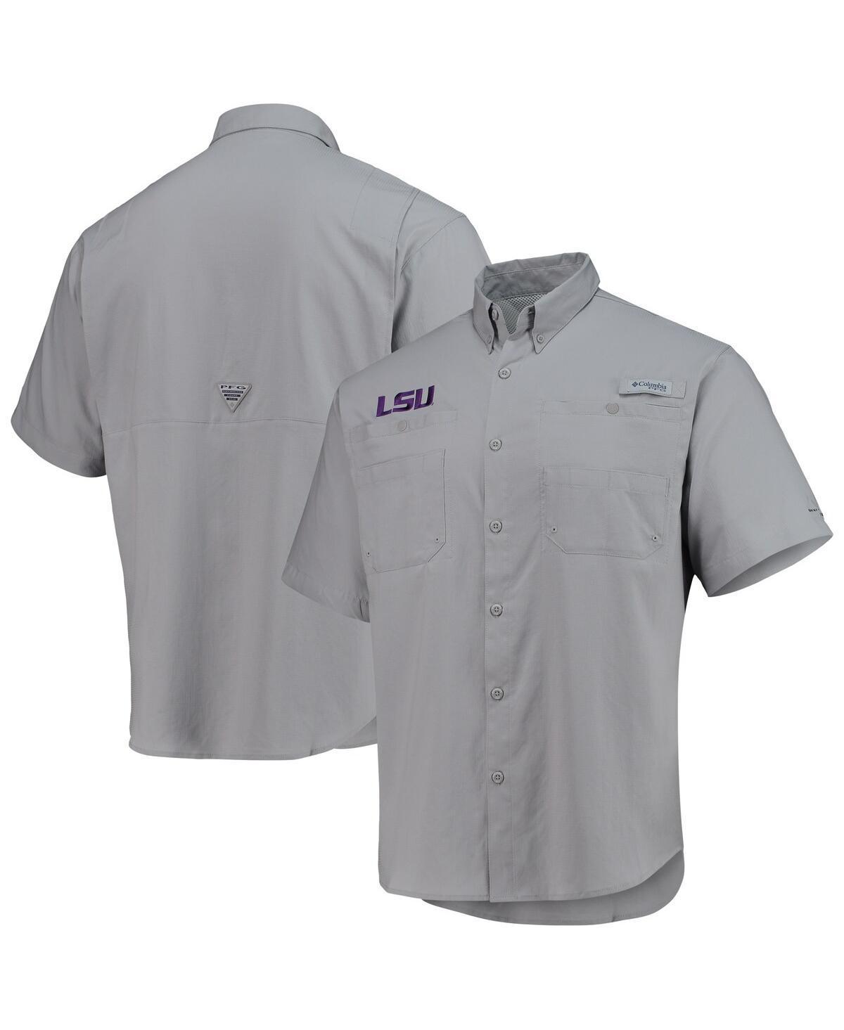 Men's Columbia Gray LSU Tigers Tamiami Omni-Shade Button-Down Shirt, Size: XL, Grey Product Image