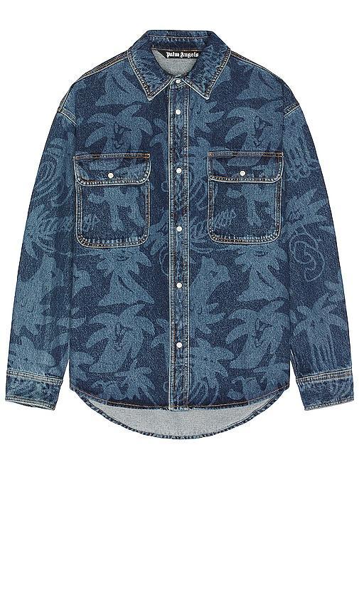 Palm Angels All Over Laser Denim Shirt Size L, S. Product Image