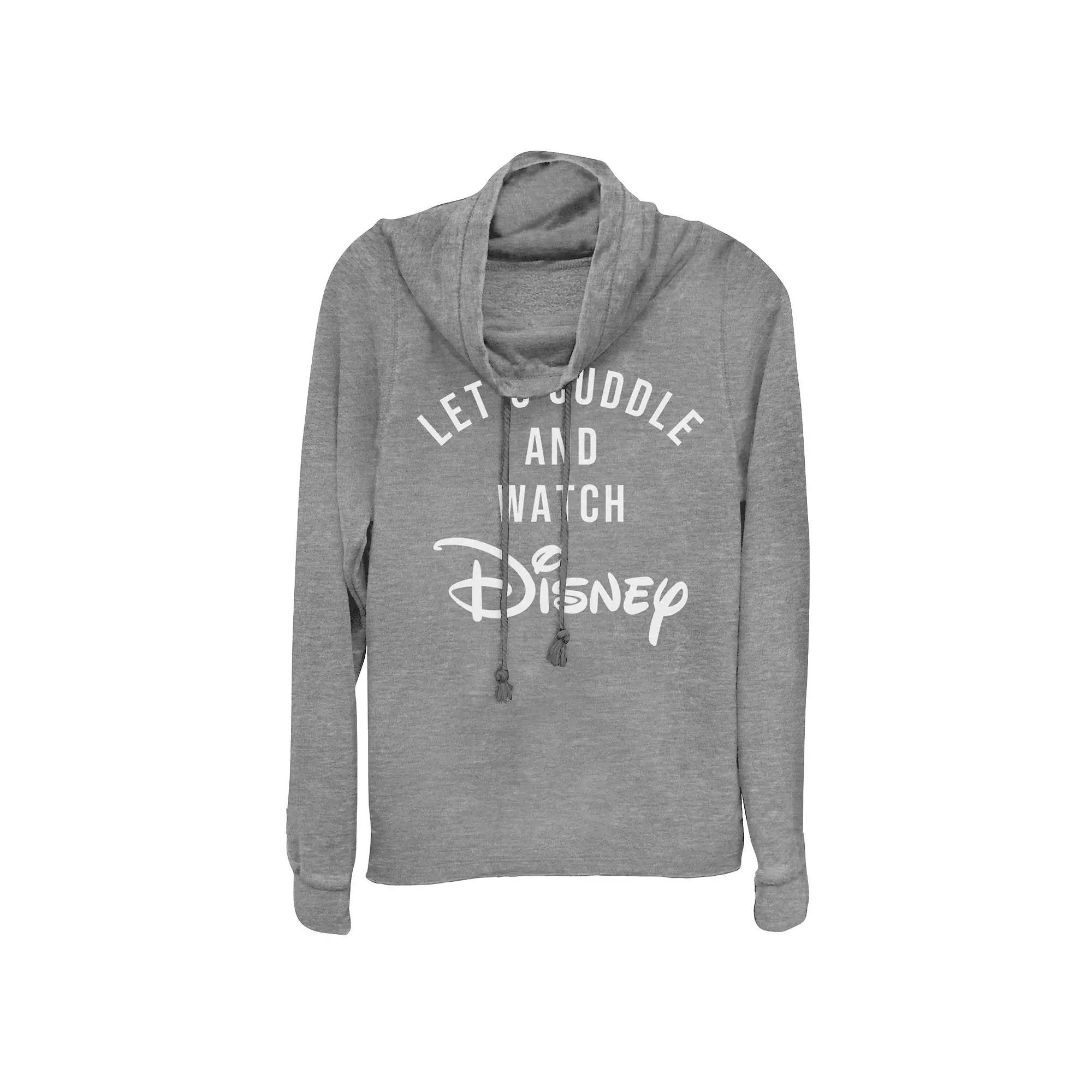 Disney Donald Duck Juniors' Logo Cowlneck Graphic Lightweight Long Sleeve, Girl's, Size: Medium, Gray Grey Product Image