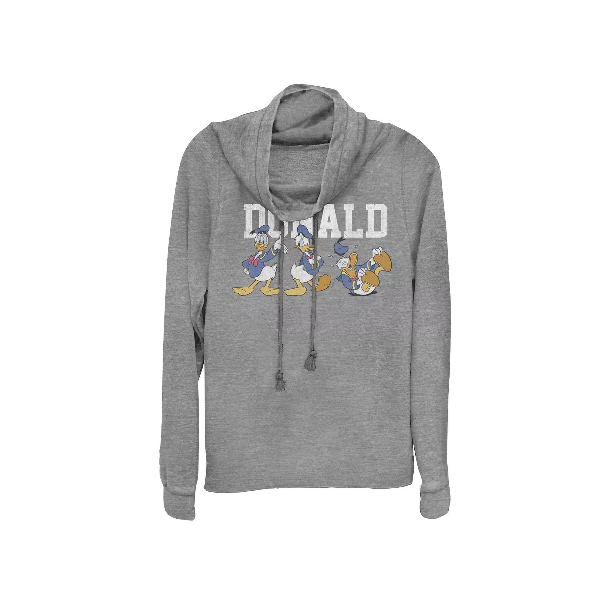 Disney Donald Duck Juniors' Action Pose Cowlneck Graphic Lightweight Long Sleeve, Girl's, Size: XXL, Gray Grey Product Image