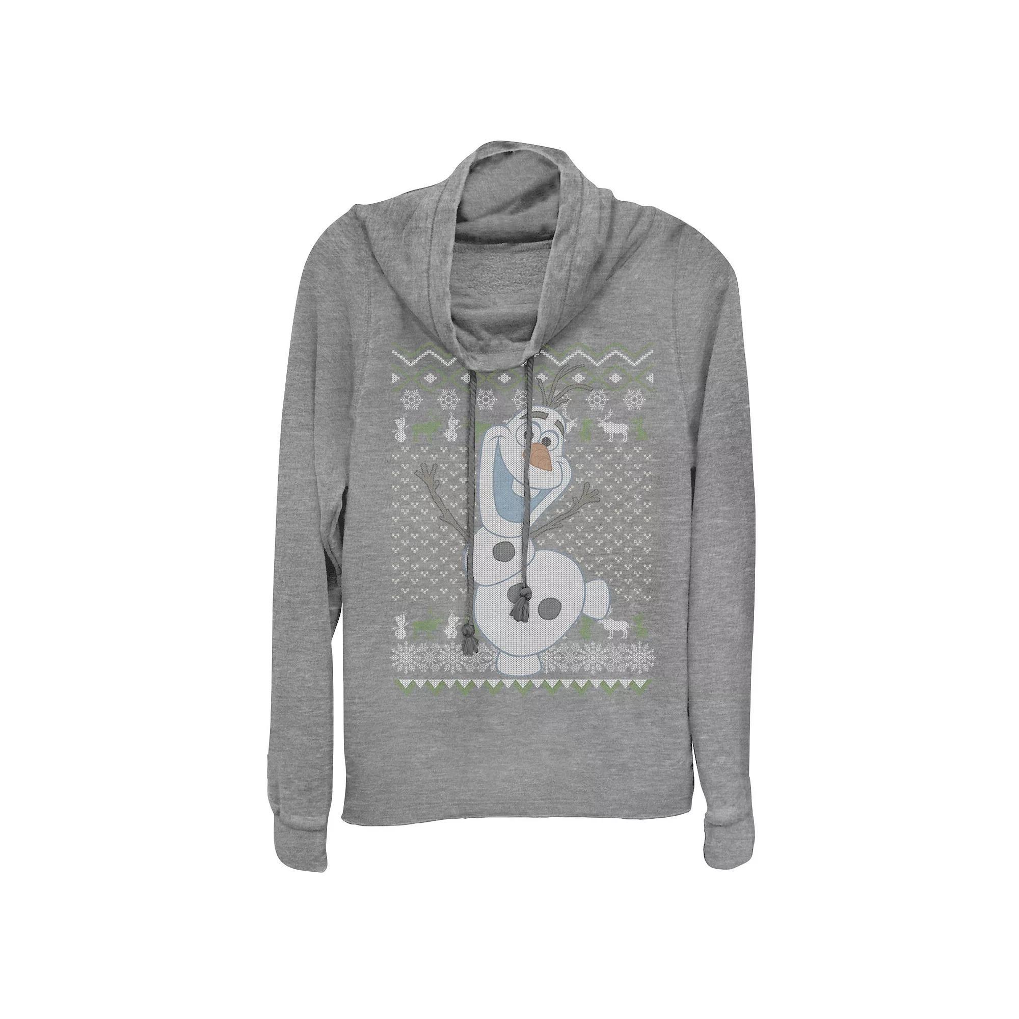 Juniors' DC Comics Wonder Woman Dotted Kanji Portrait Cowlneck Graphic Lightweight Long Sleeve, Girl's, Size: XS, Gray Grey Product Image