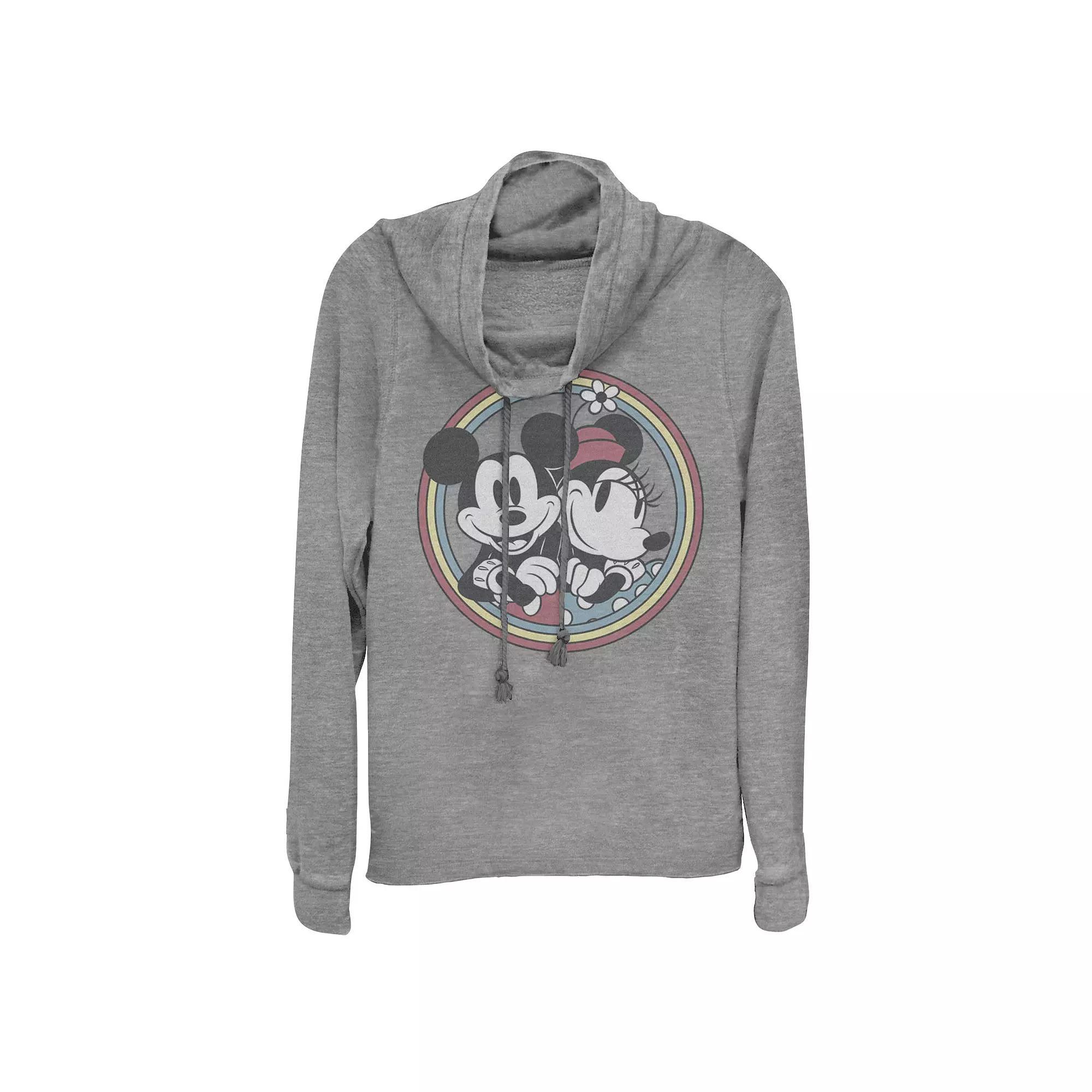 Disney's Mickey And Friends Juniors' Retro Cowlneck Graphic Lightweight Long Sleeve, Girl's, Size: XXL, Gray Grey Product Image