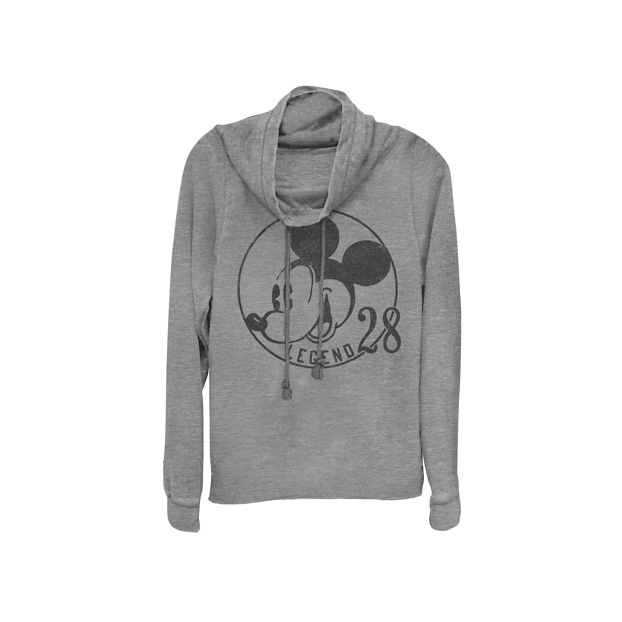 Disney's Mickey & Friends Juniors' Legend 28 Cowlneck Graphic Lightweight Long Sleeve, Girl's, Size: 3XL, Gray Grey Product Image
