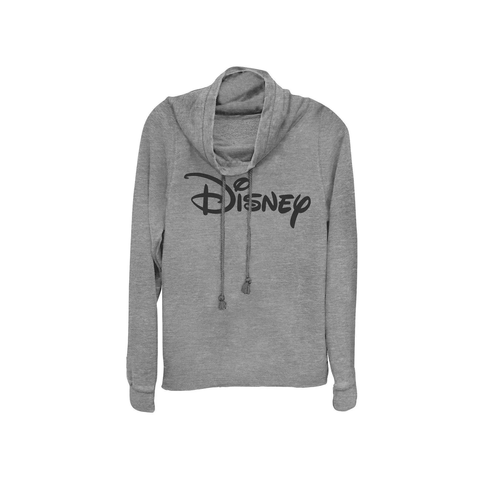 Disney Juniors' Logo Cowlneck Graphic Lightweight Long Sleeve, Girl's, Size: XS, Gray Grey Product Image