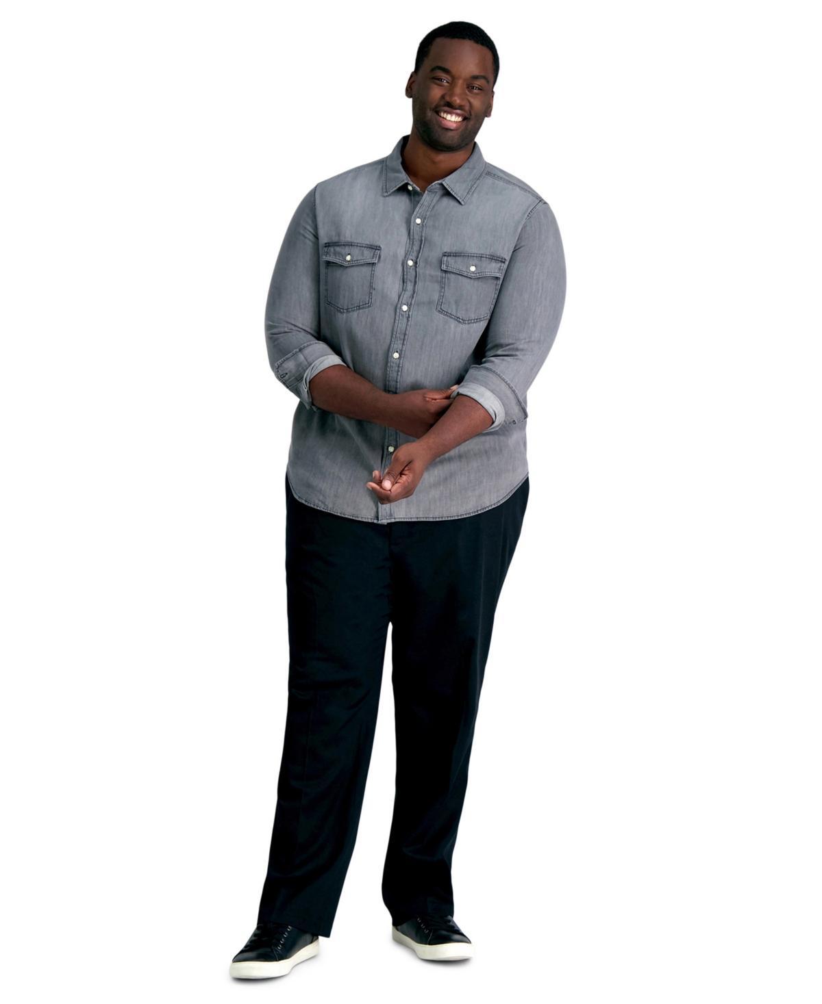 Big & Tall Haggar Premium Stretch No-Iron Khaki Flat-Front Pants, Mens British Green Product Image