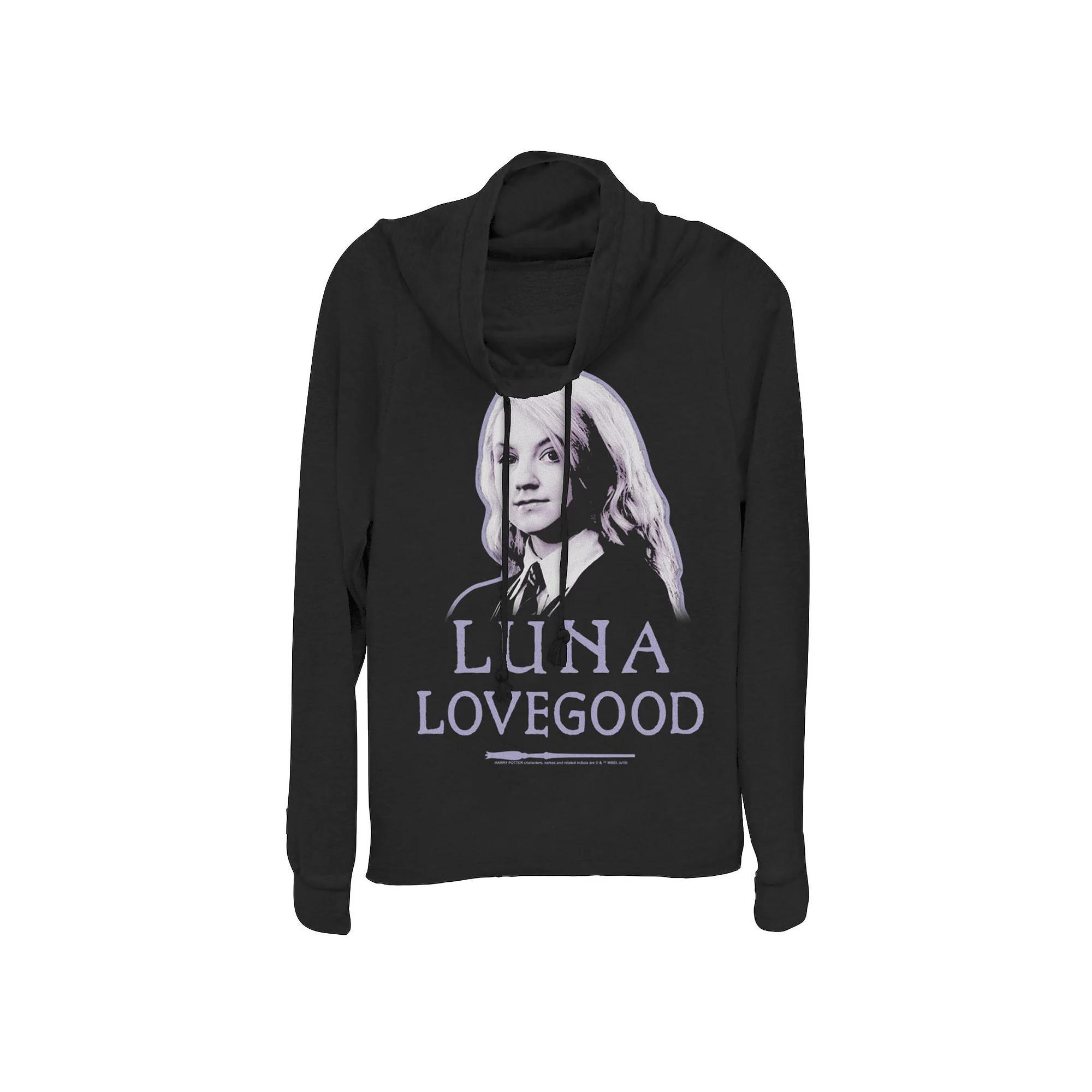 Juniors' Harry Potter Luna Lovegood Graphic Cowlneck Graphic Lightweight Long Sleeve, Girl's, Size: 3XL, Black Product Image