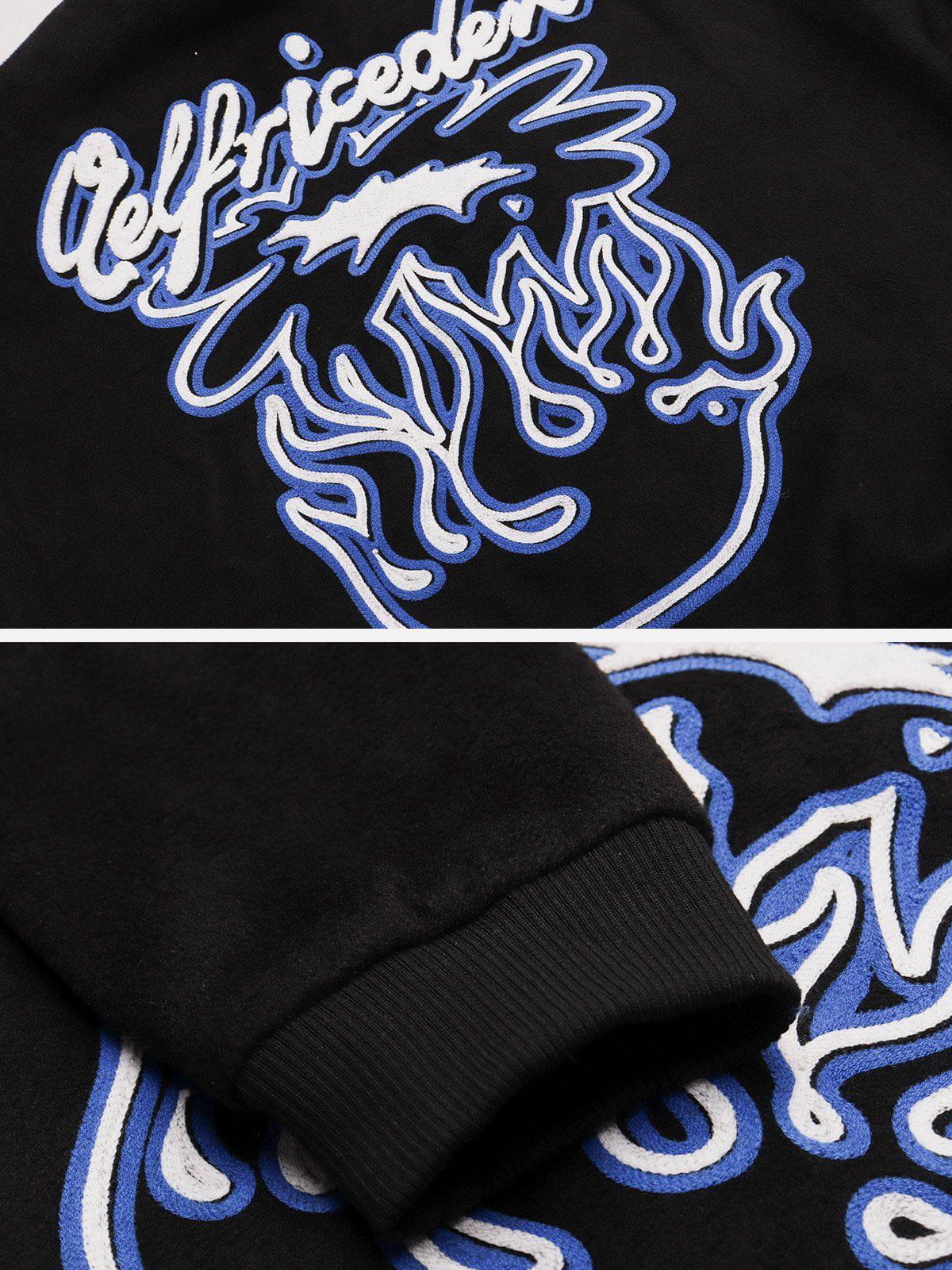 Aelfric Eden Patchwork Embroidery Varsity Jacket Product Image