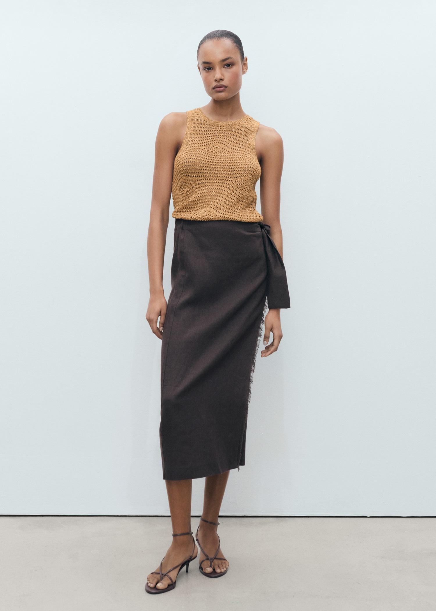 Openwork knitted lurex top - Women | MANGO USA Product Image