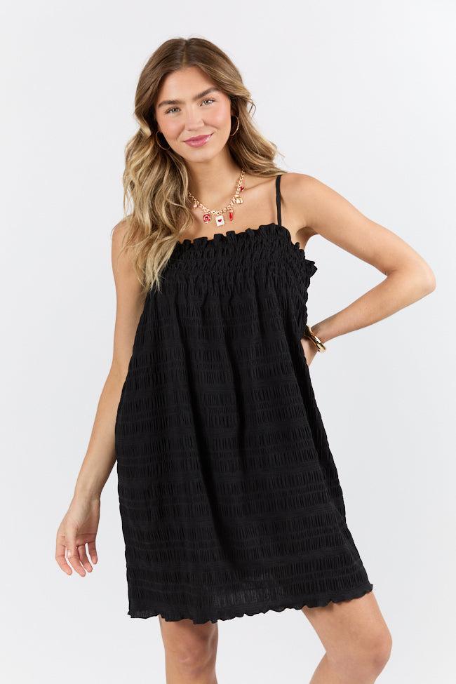 Tidal Tango Black Textured Shift Romper Dress FINAL SALE Product Image