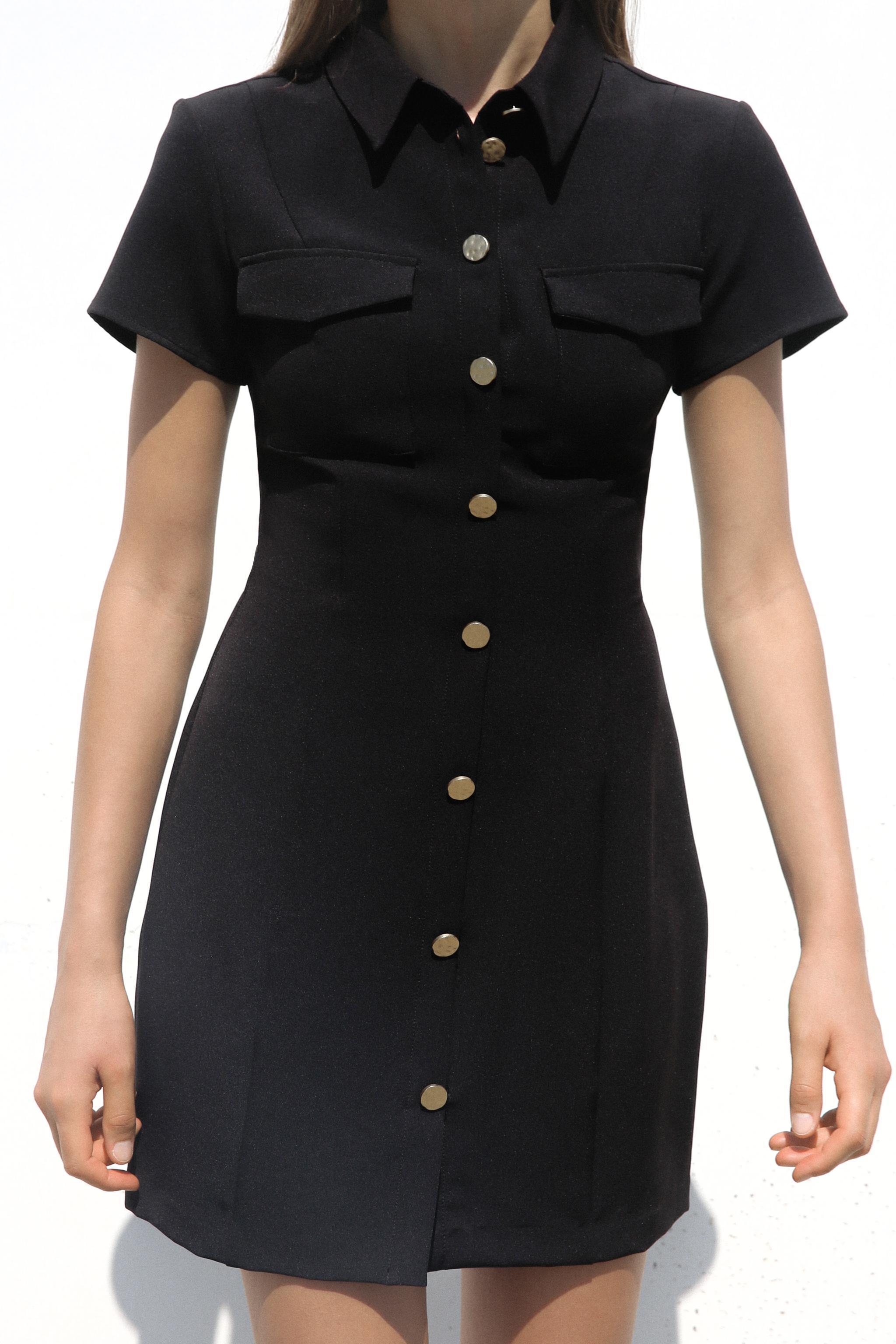 GOLDEN BUTTONS SHORT DRESS Product Image