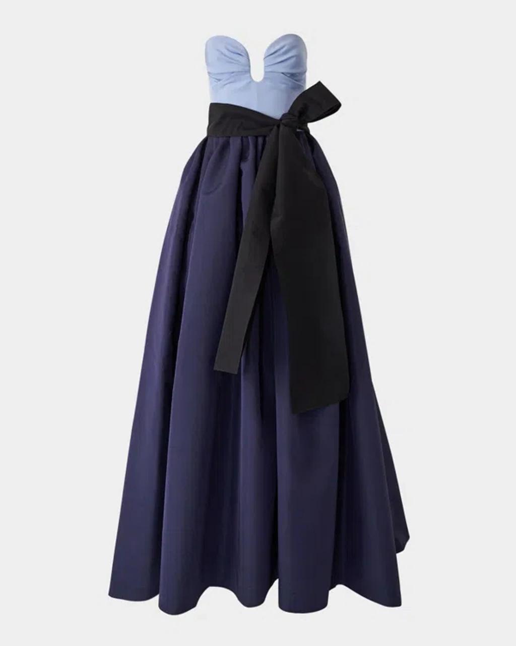 Strapless Colorblock Bow Ball Gown Product Image