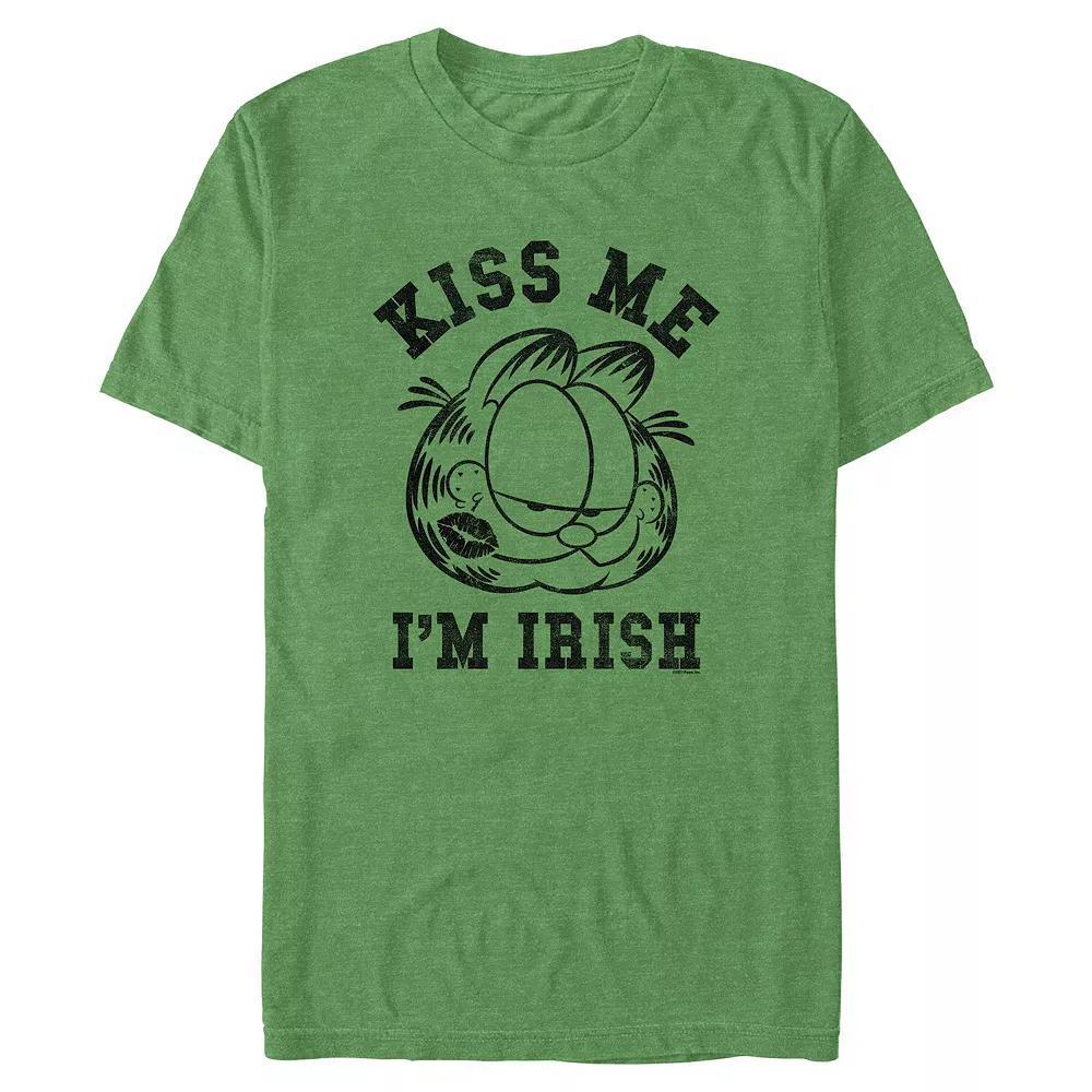 Big & Tall Garfield Kiss Me I'm Irish Graphic Tee, Men's, Size: 4XL, Kelly Grey Product Image