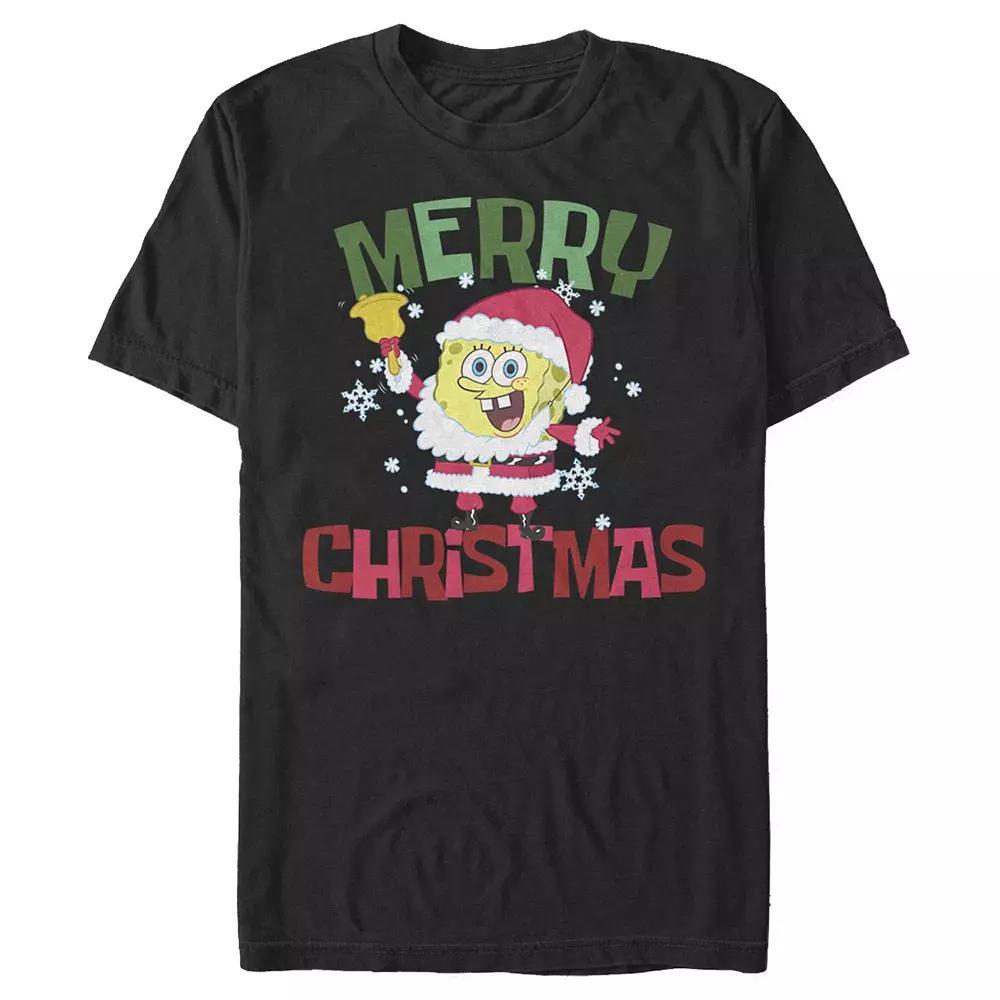 Men's Spongebob Squarepants Santa Tee, Size: Medium, Black Product Image