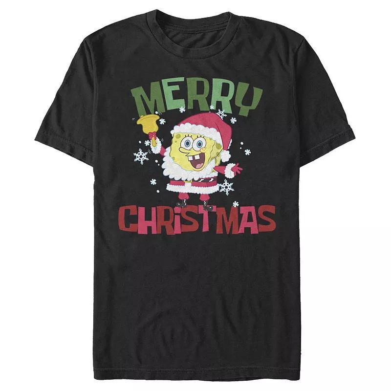 Men's Spongebob Squarepants Santa Tee, Size: Medium, Black Product Image