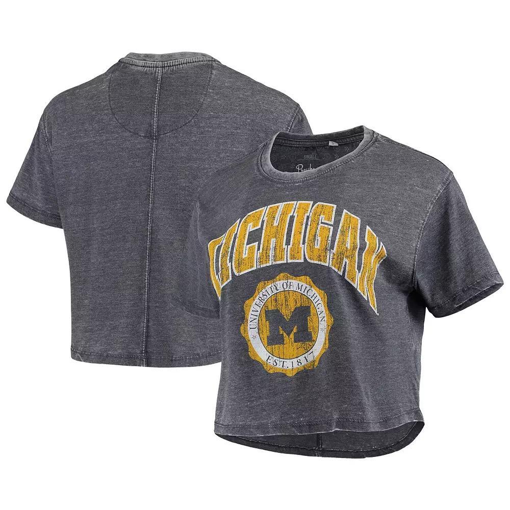 Women's Pressbox Navy Michigan Wolverines Edith Vintage Burnout Crop T-Shirt, Size: Small, Blue Product Image