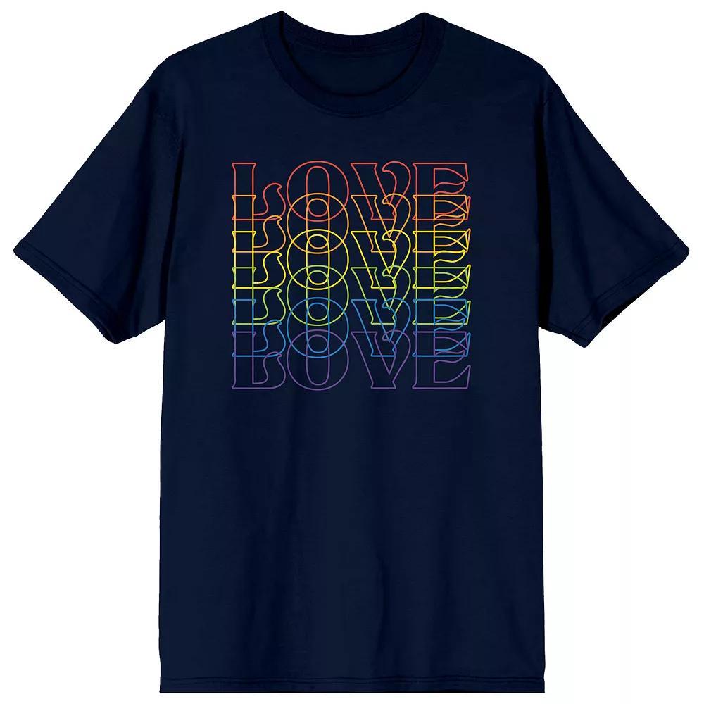 Men's Pride Love Repeated Tee, Size: Large, Blue Product Image