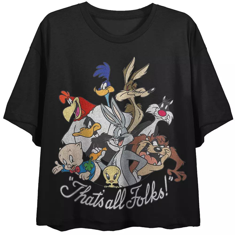 Juniors' Looney Tunes Crop Graphic Tee, Girl's, Size: Large, Black Product Image