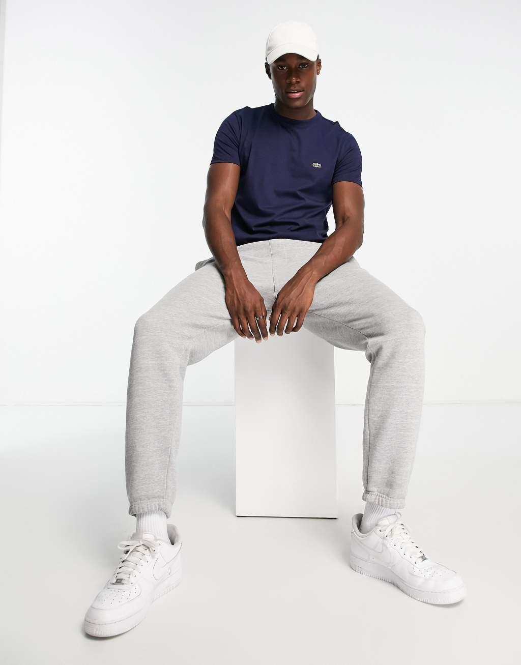Lacoste logo pima cotton t-shirt in navy Product Image