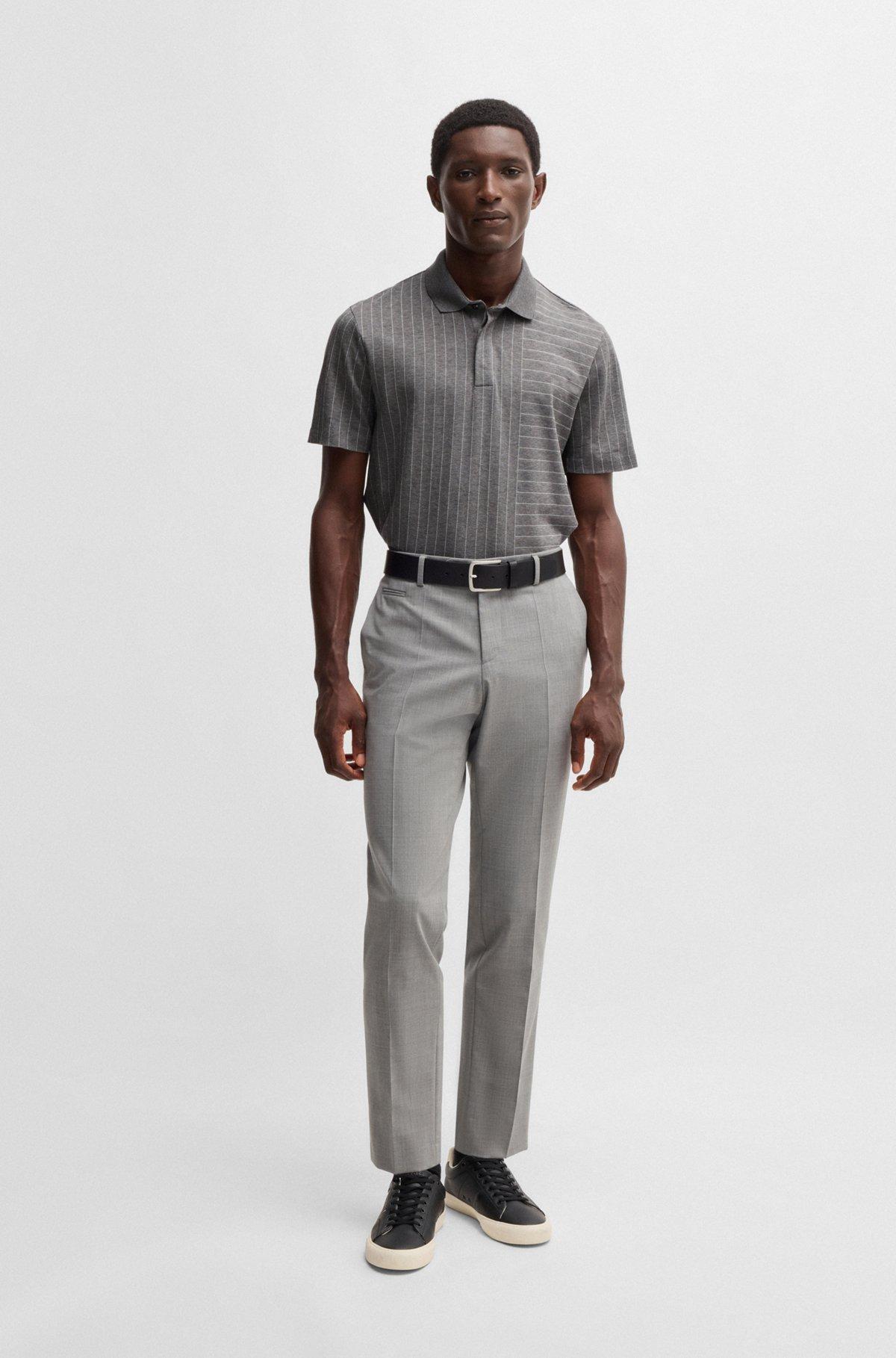 Mercerized-cotton polo shirt with mixed stripes Product Image