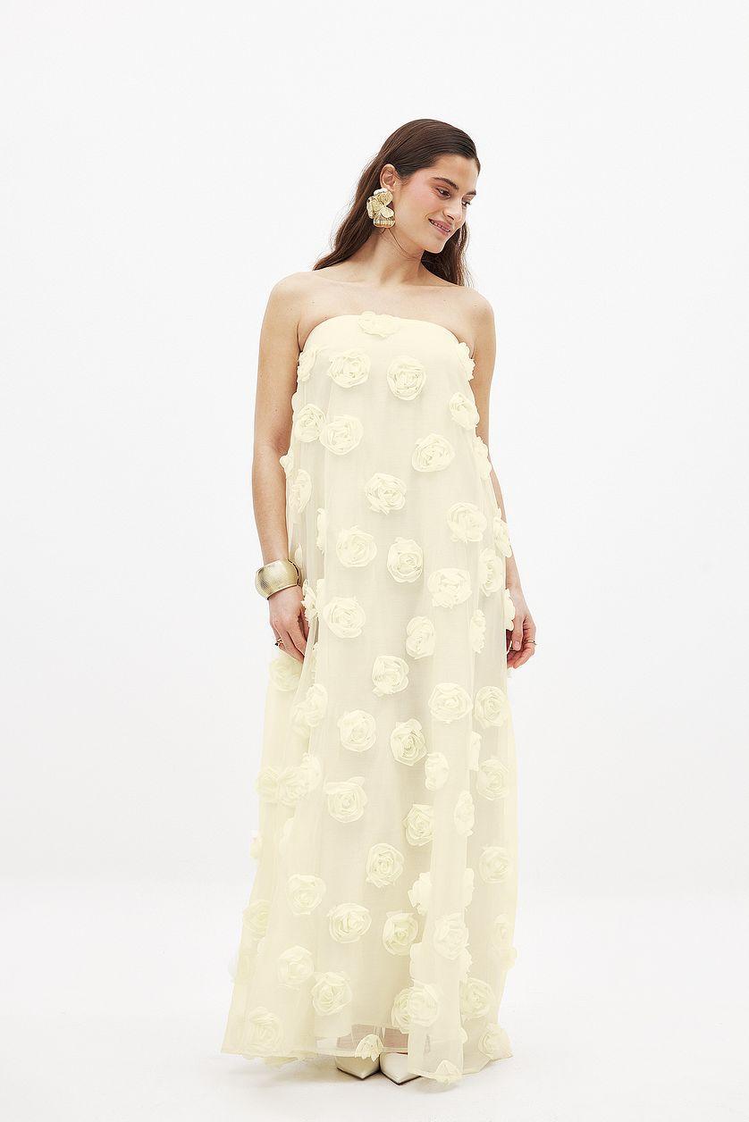 Flower Appliqué Bandeau Maxi Dress Product Image