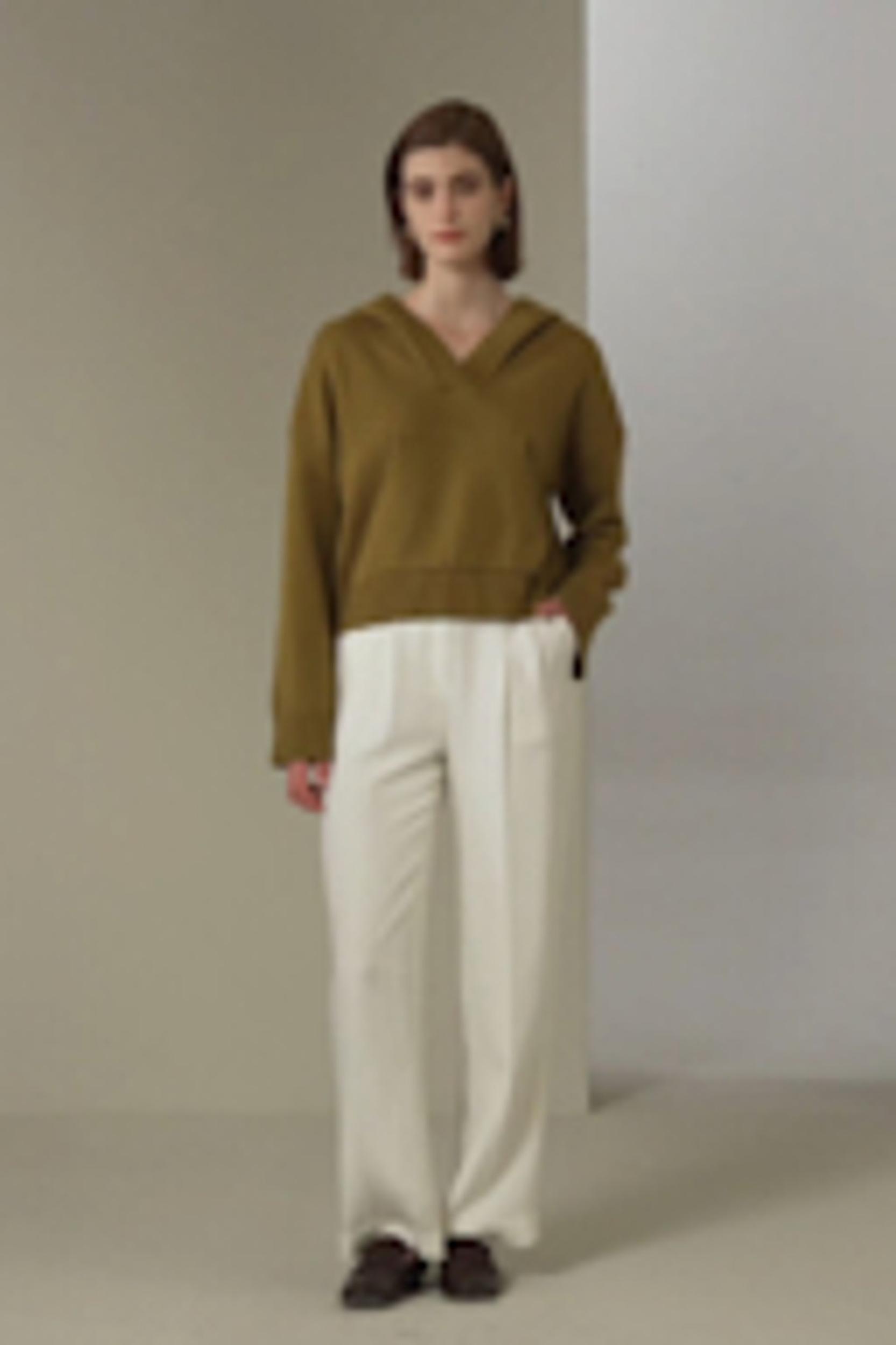 Cropped Wool-Cashmere Blend Hoodie Product Image