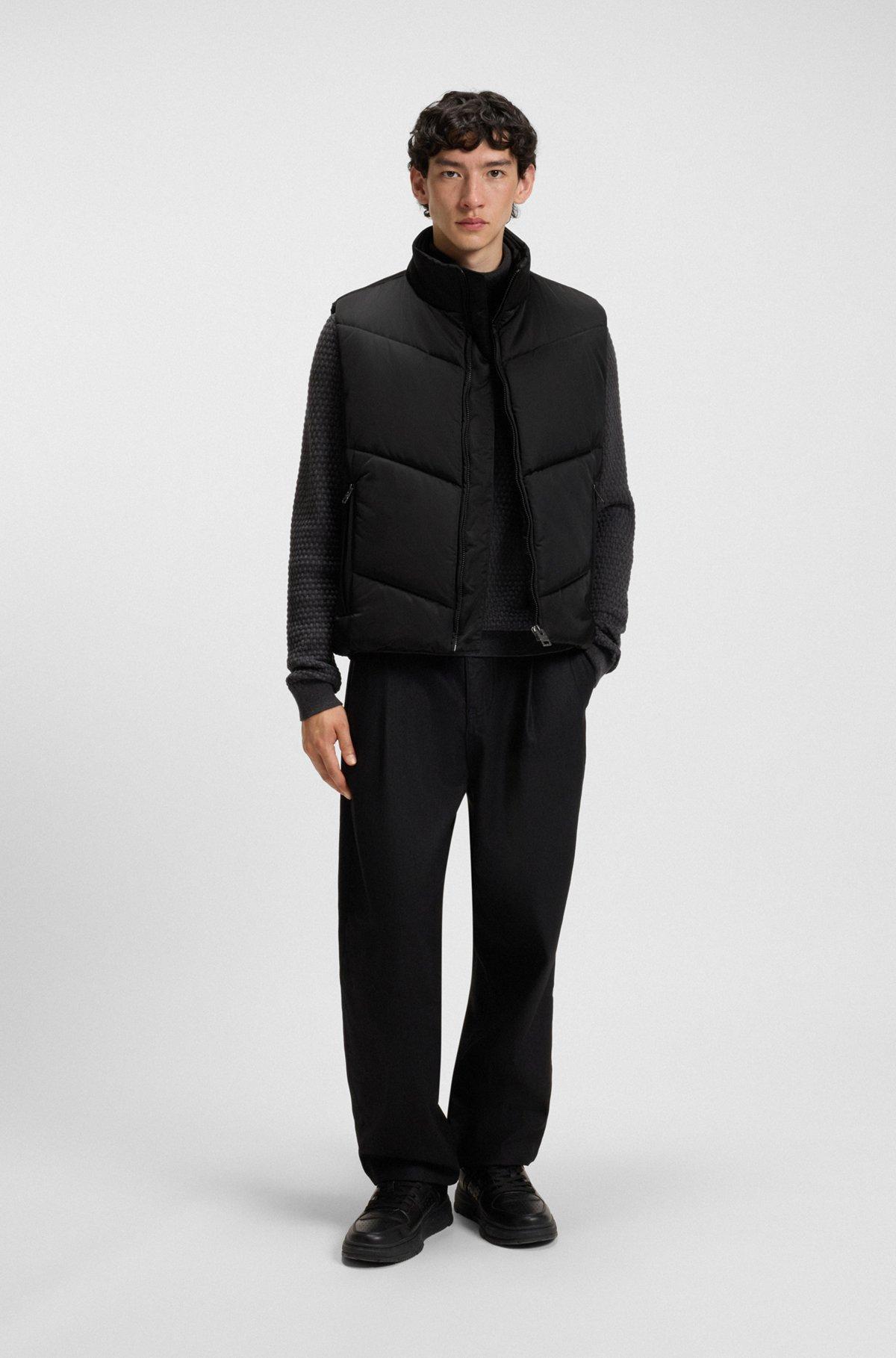 HUGO - Water-repellent gilet in padded satin - Black Product Image