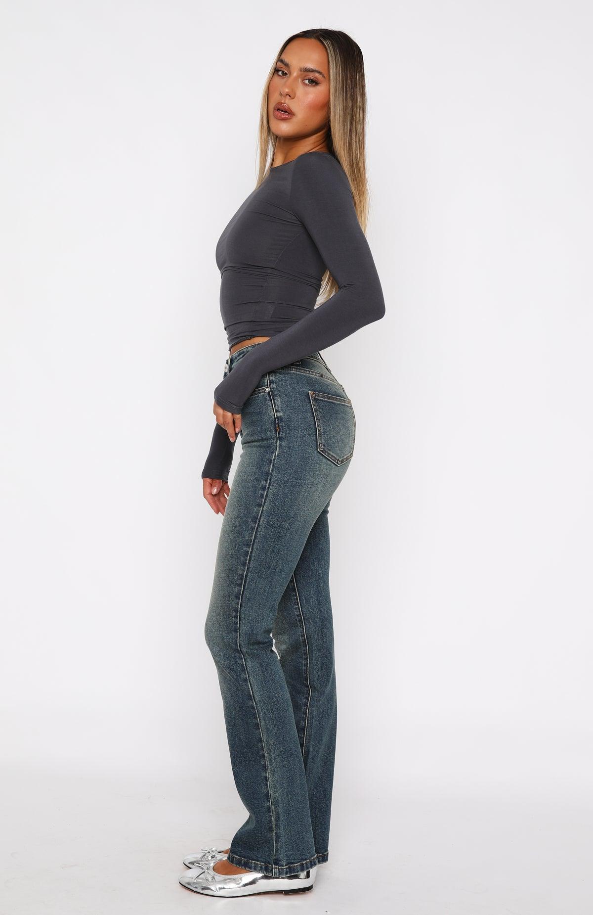 Elise High Rise Bootleg Jeans Mid Vintage Blue Product Image