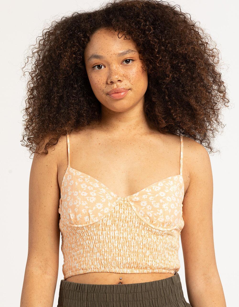 RSQ Womens Ditsy Smock Corset Top - LIGHT BLUE Product Image